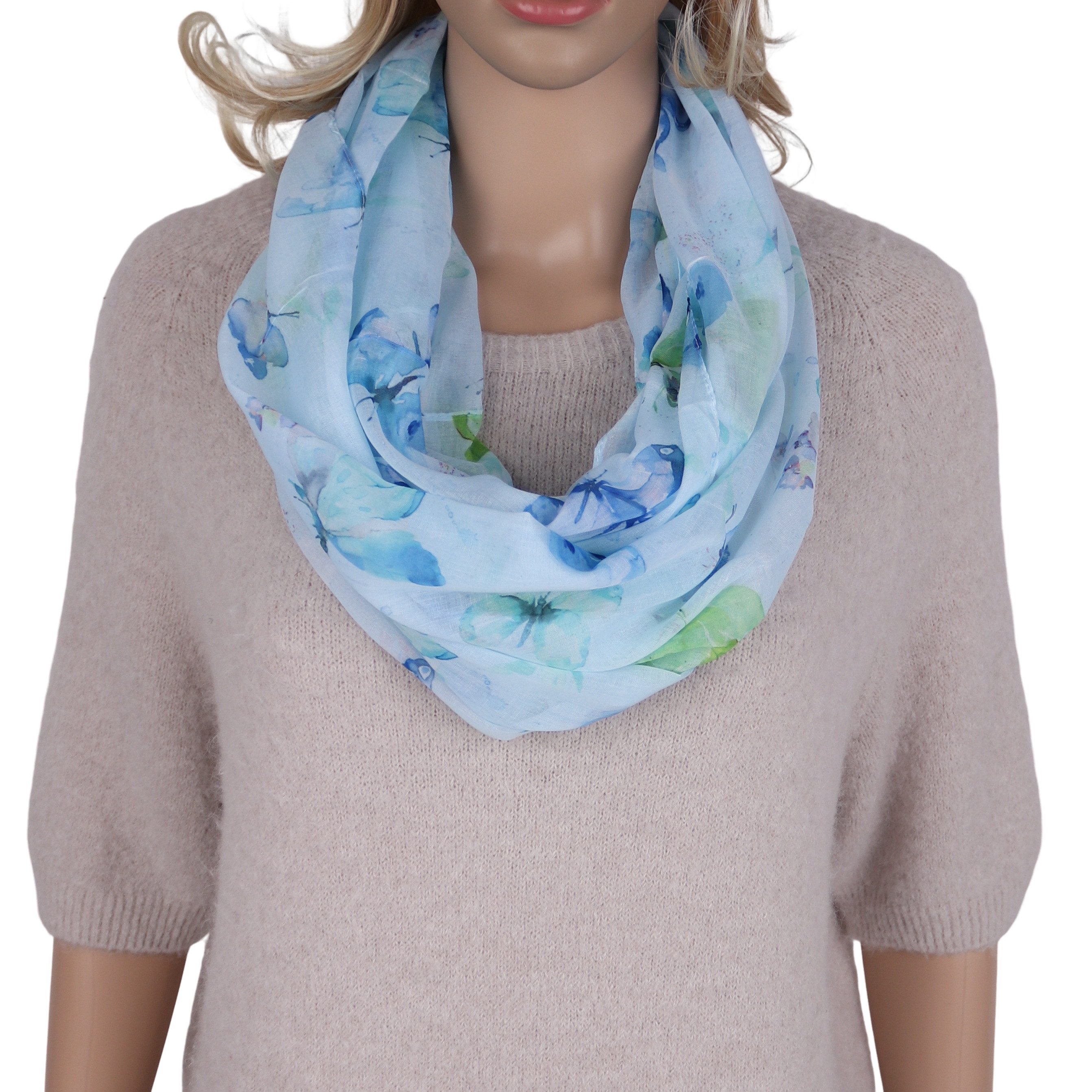 Loop Damen Schal mit Tollem Muster Weich aus 100% Viskose, Schlauchschal