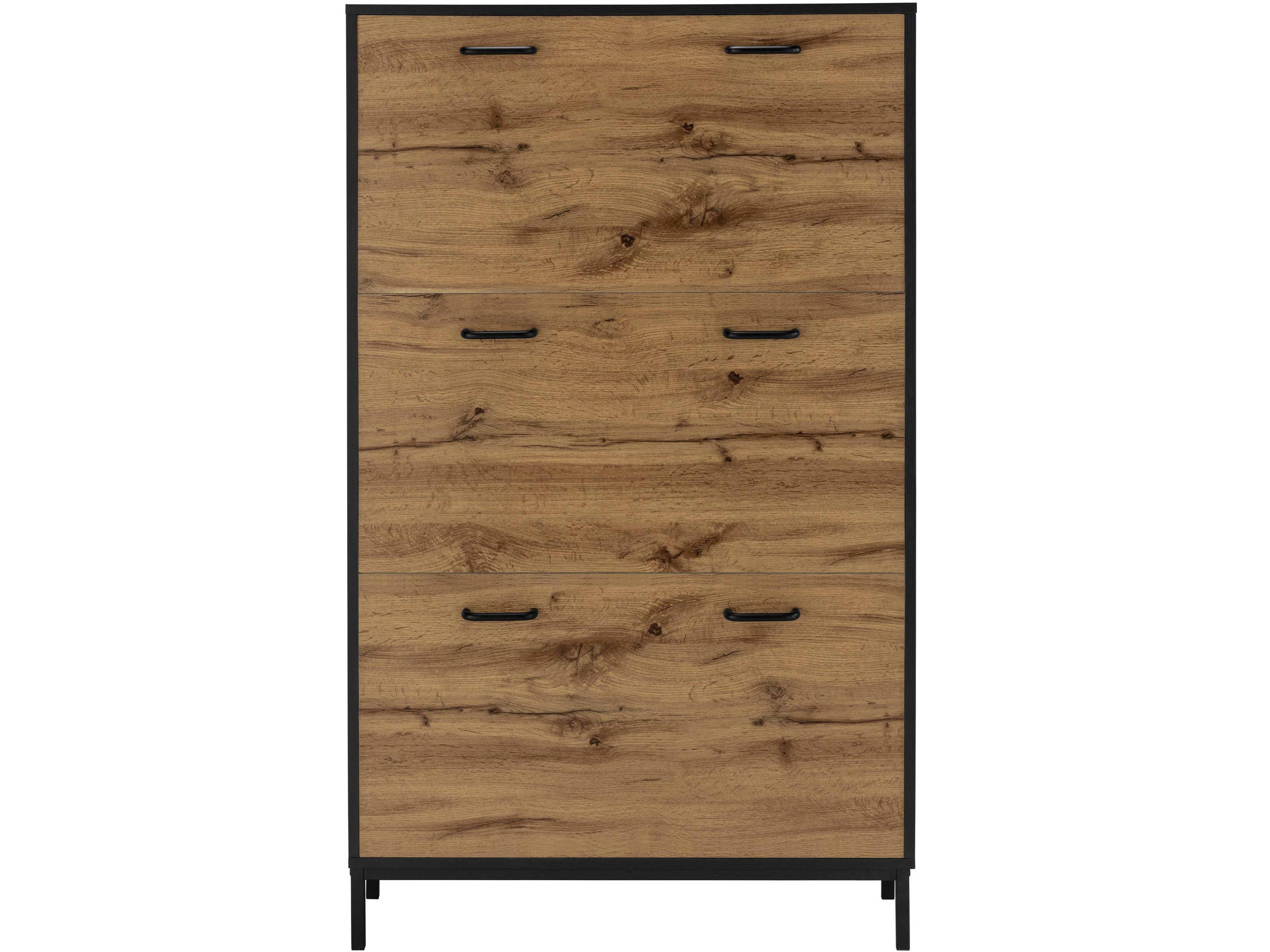 loft24 Schuhkipper Rocky, Schuhschrank 3 Klappen Holzoptik Metallbeine Land günstig online kaufen