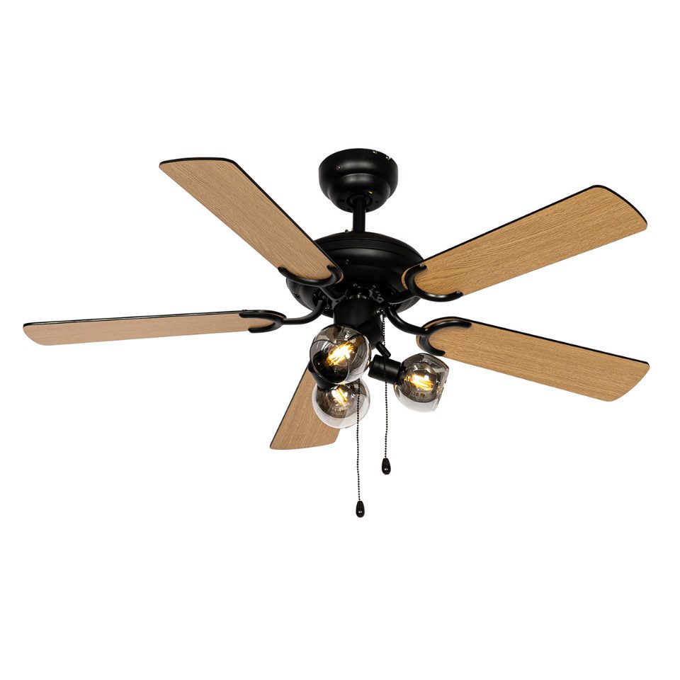 Qazqa Deckenventilator Mistral, E14, Schwarz, Industrie, Stahl, 3-flammig günstig online kaufen