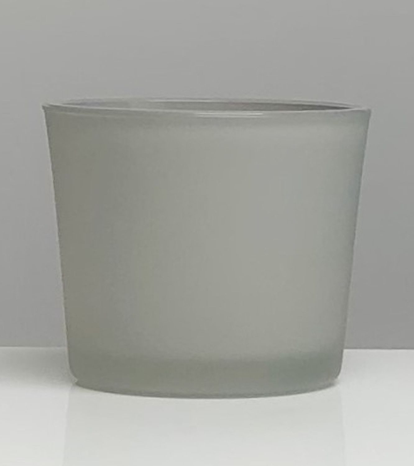 INNA-Glas Kerzenhalter Maxi Teelichtglas Alena Frost, grau matt, 9cm, Ø10cm