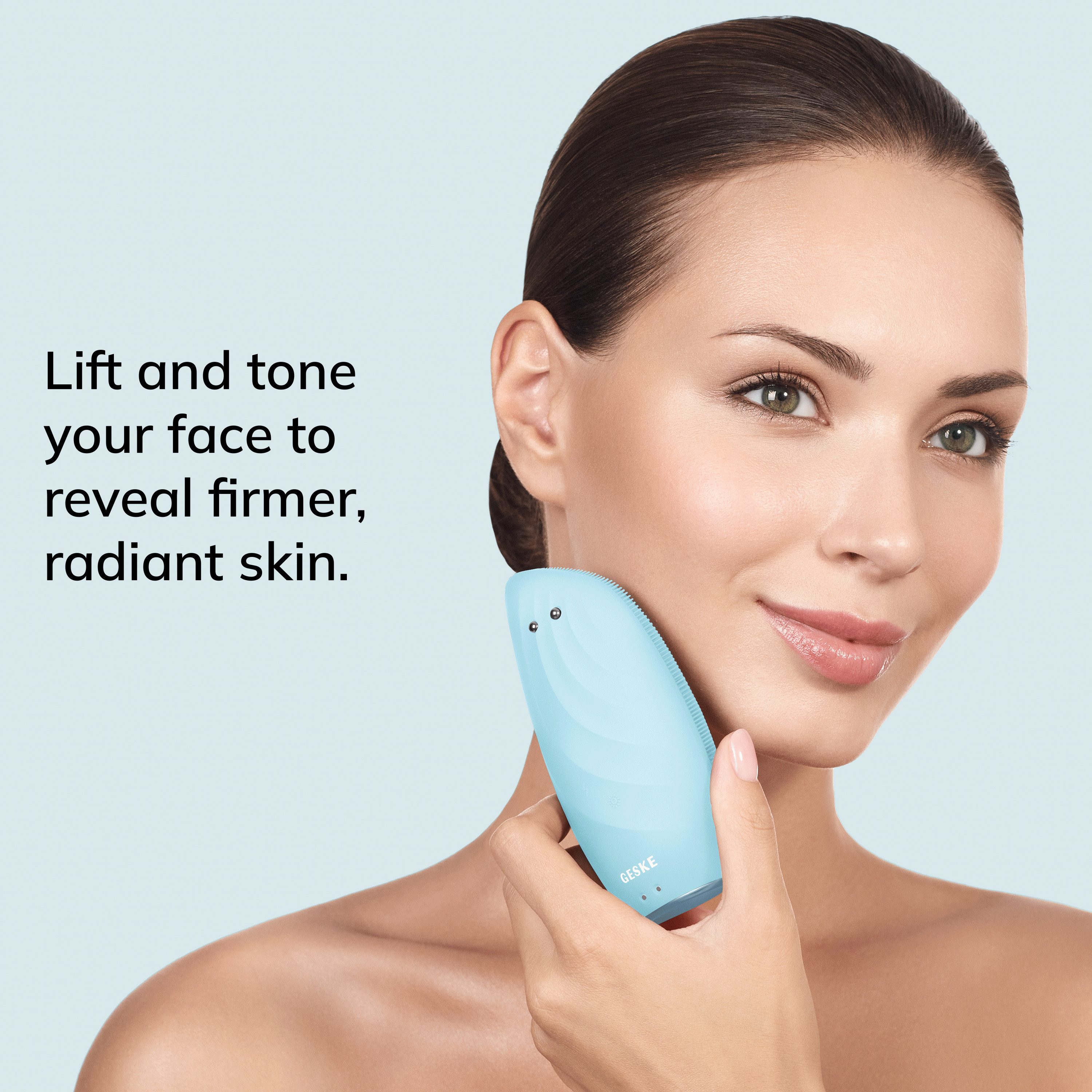 GESKE German Beauty Tech Elektrische Gesichtsreinigungsbürste SmartAppGuided™ Sonic Thermo Facial Brush & Face-Lifter 8 in 1, Packung (Gerät & USB-Ladekabel), 2-tlg., Gerät inkl. kostenloser APP (SmartAppGuided Device), Mit der GESKE App erhältst Du deine personalisierte Hautpflegeroutine.