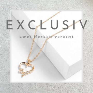 LOVENEST Herzkette Halskette Damen Rosegold Herzkette Rose Gold Kette vergoldet Schmuck (Silberkette Rosegold vergoldet Anhänger Geschenke für Frauen Weihnachtsgeschenk Freundin, Geschenkset Damenkette Weihnachten Set), Sie Geburtstag Hochzeitstag Liebesbeweis Liebesgeschenk Herz Schmuck