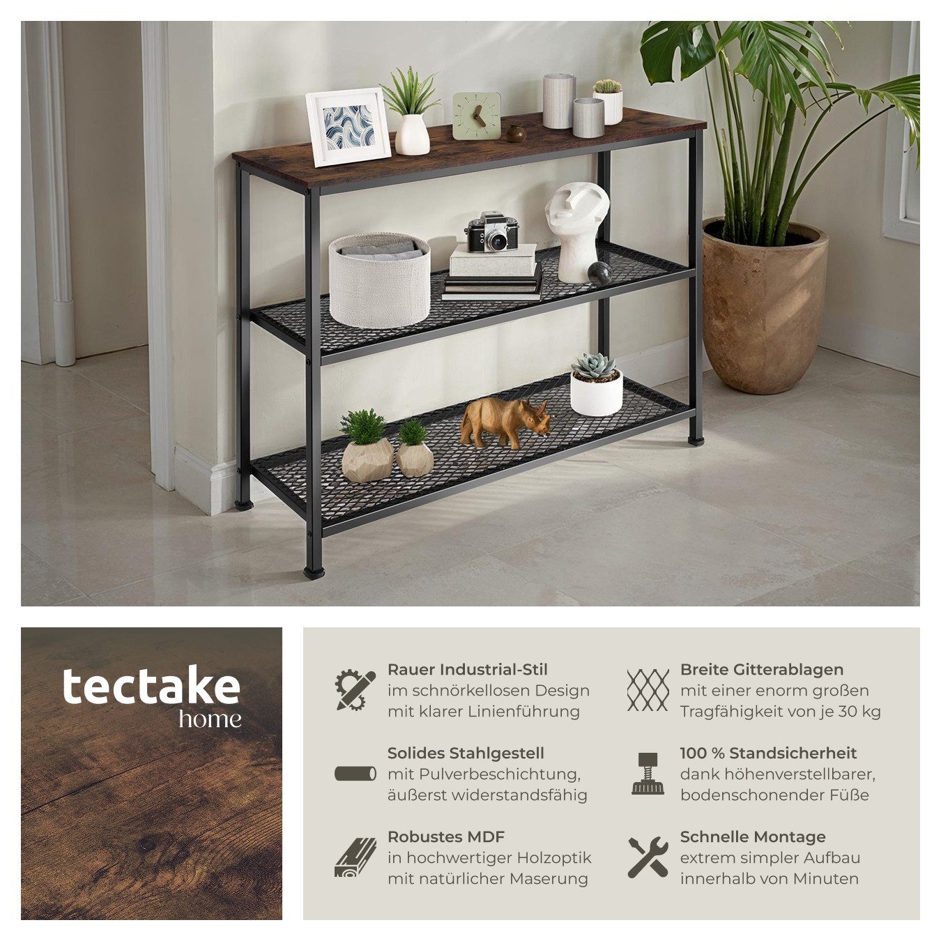 tectake Konsolentisch Beistelltisch Bristol 100x30x81cm (1-St., günstig online kaufen