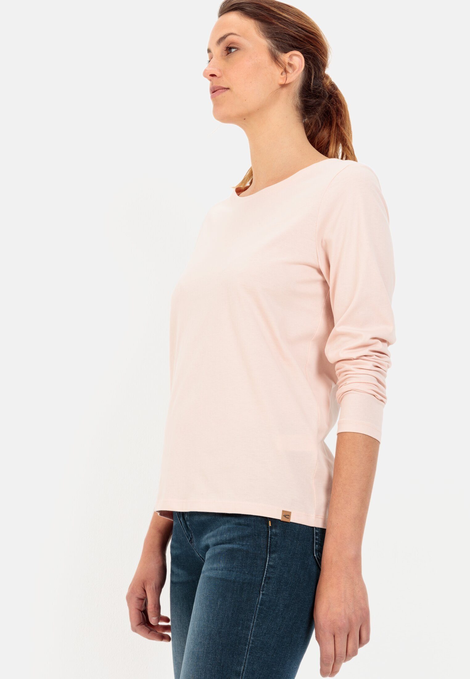 Cotton aus Langarmshirt active Rose Shirts_T-Shirt Organic camel