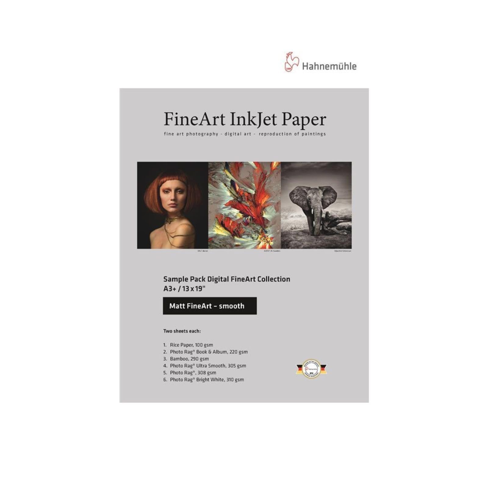 DIN FineArt - 6 Smooth Matt A3+ - Qualitäten Pack Sample Fotopapier Inkjet-Papier Hahnemühle