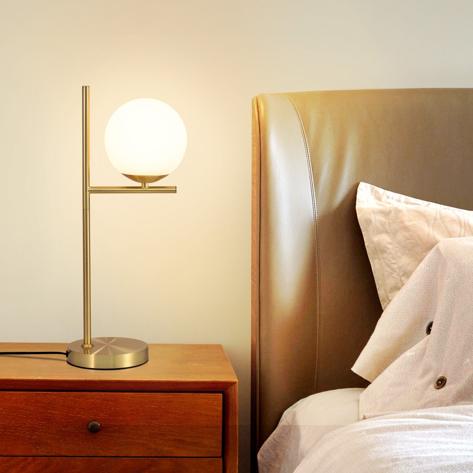 Nettlife Tischleuchte Schwarz Glas Modern E27 mit Schalter Nachttischlampe günstig online kaufen