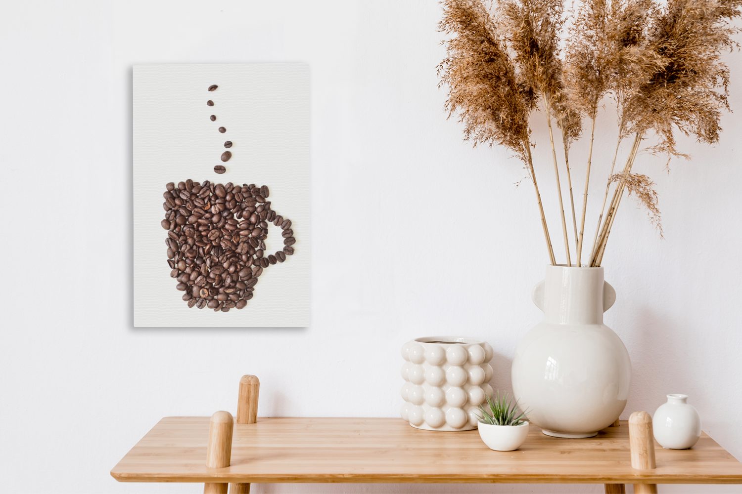 cm Kaffeetasse OneMillionCanvasses® Gemälde, 20x30 St), bespannt fertig Zackenaufhänger, Leinwandbild Kaffeebohnen, inkl. aus (1 Leinwandbild