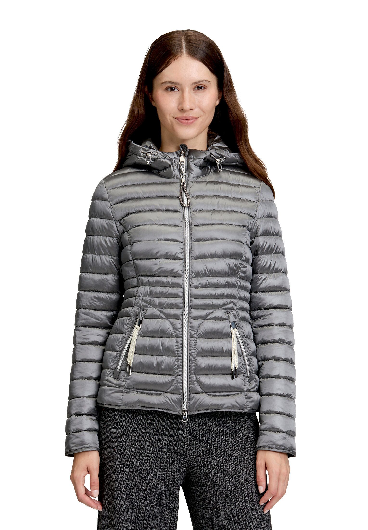 Cartoon Steppjacke Damen mit Reißverschlusstaschen