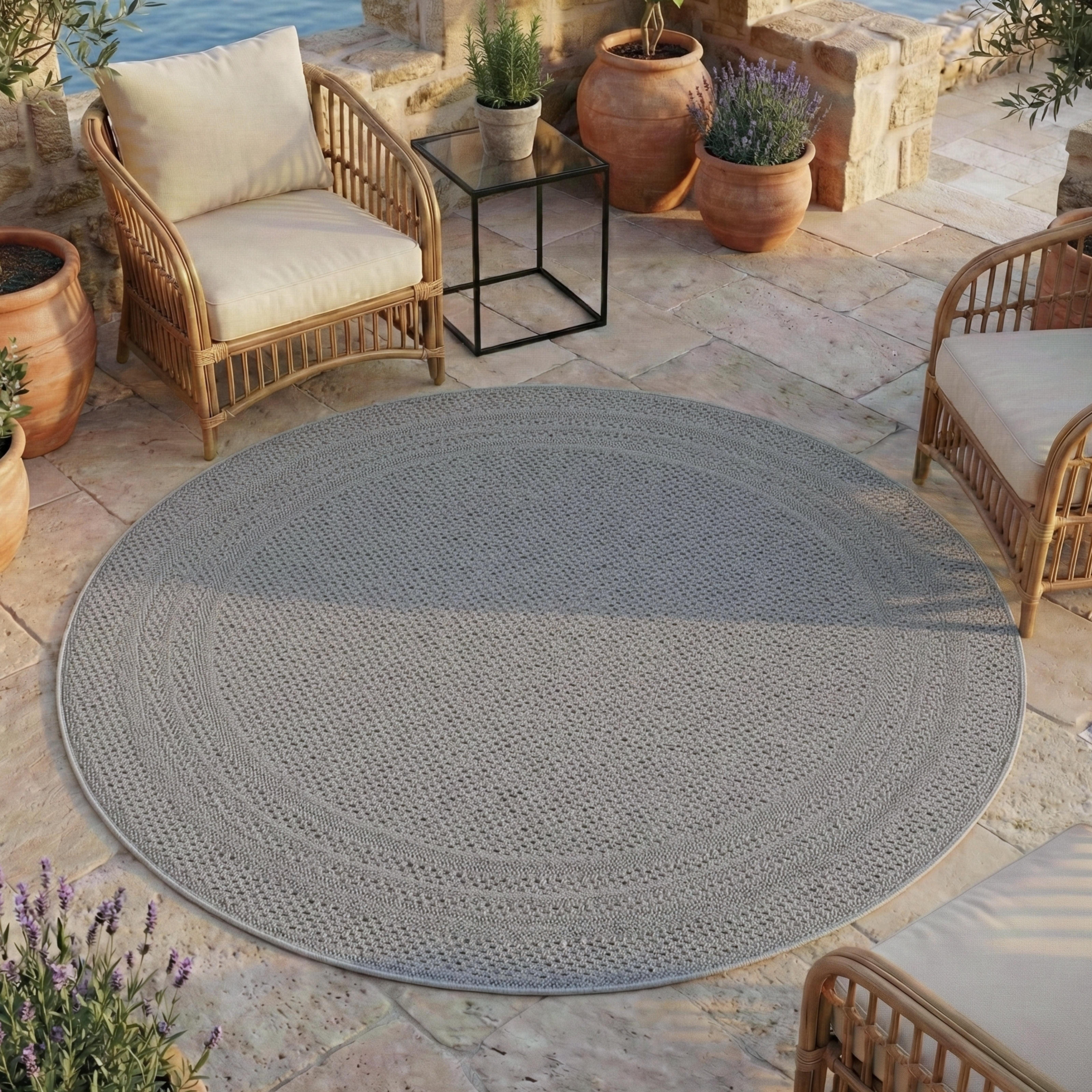 Ayyildiz Teppiche Outdoorteppich DESERT 1304, auch als Läufer und Rund erhältlich, rund, Höhe: 5 mm, In und Outdoor, pflegeleicht, Wohnzimmer, Aussenbereich