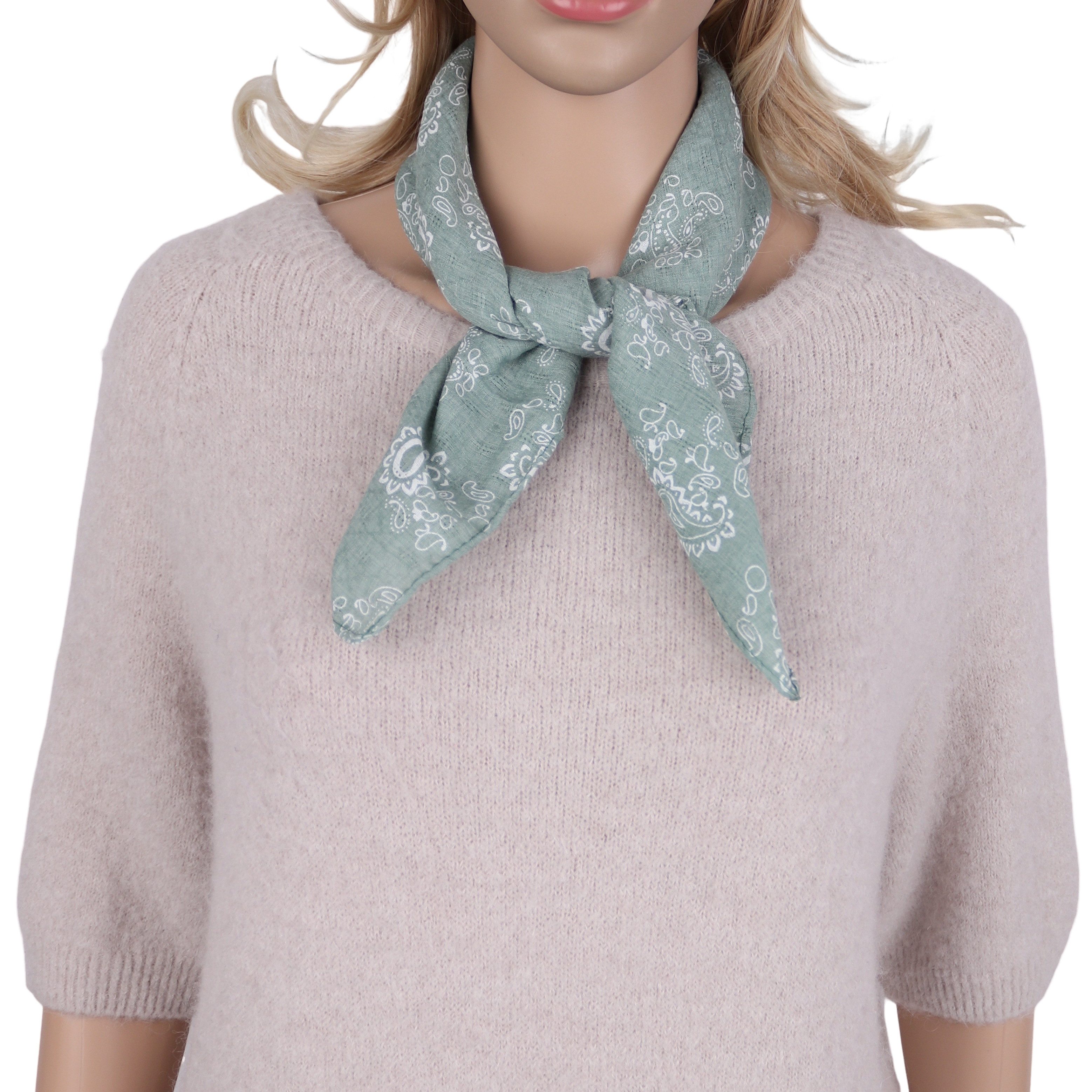 MIRROSI Nickituch ierecktuch ca. 60 × 60 cm, wunderschönes Paisley-Muster, Damen Halstuch ideal für Frühling, Sommer oder Herbst