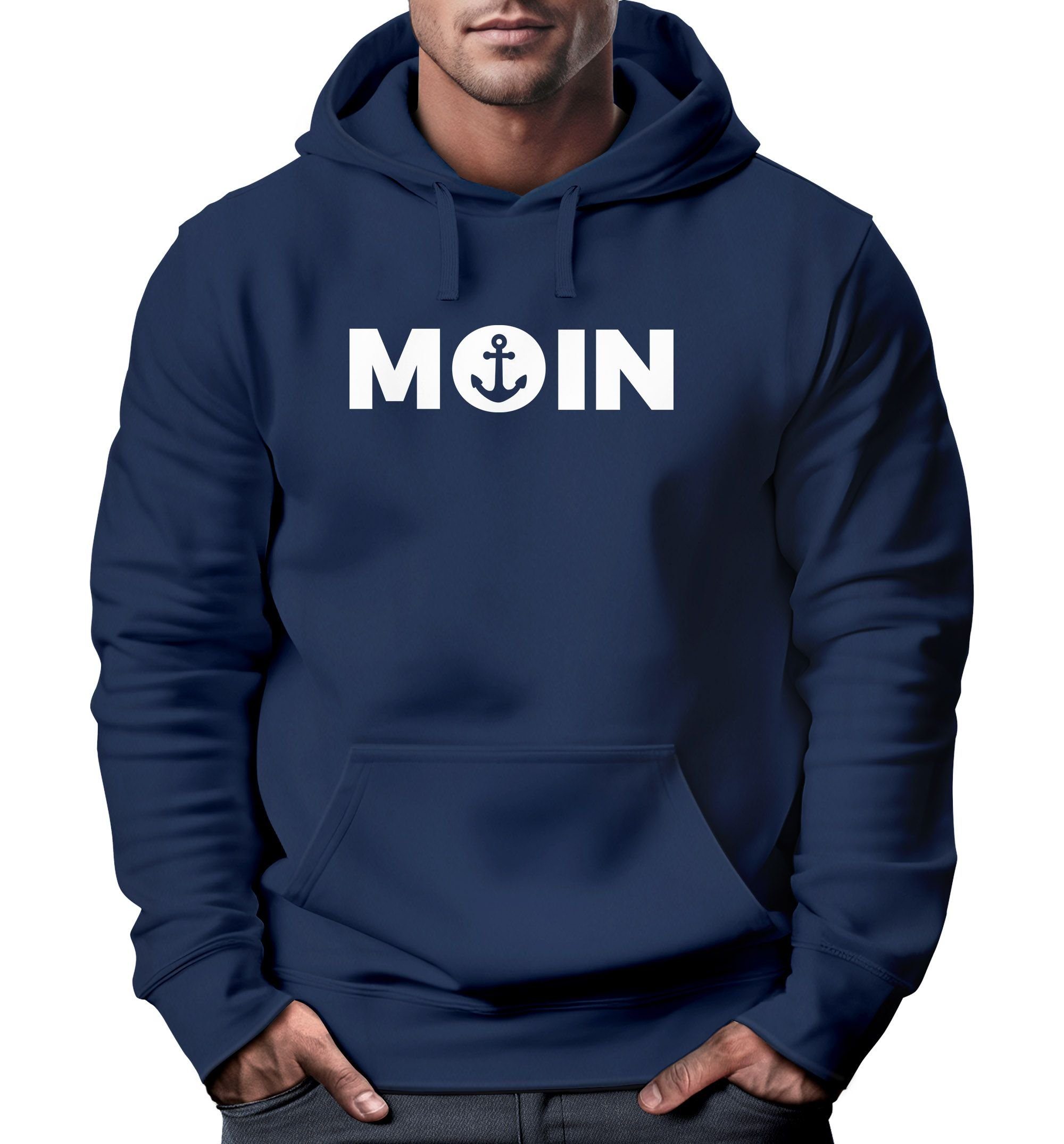 Hoodie Hoodie Herren Moin Herz mit Anker Kapuzen-Pullover Moonworks®