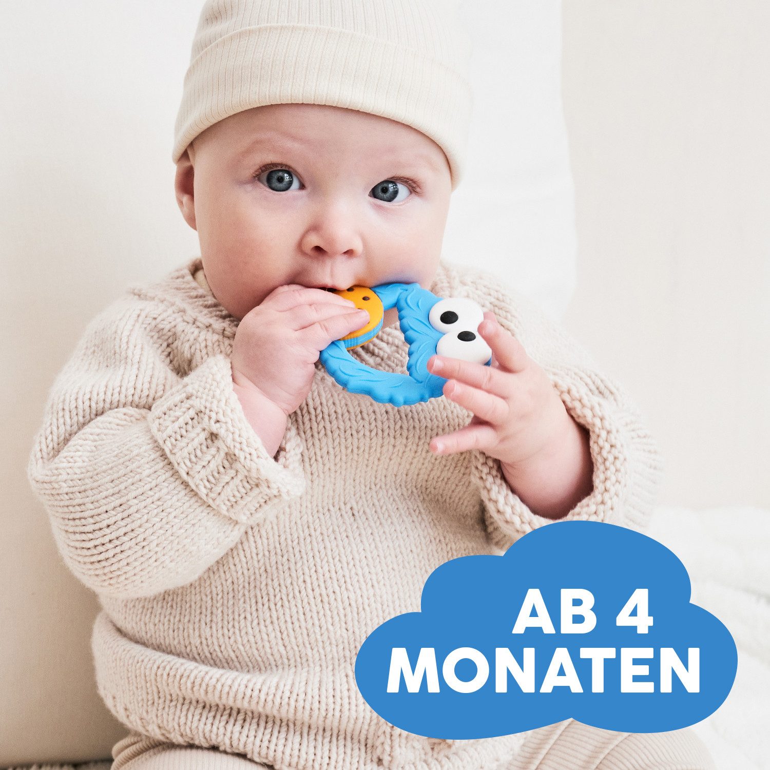 happybrush Beißring Baby Beißring - Sesamstraße - ab 4 Monate, - Kühlend