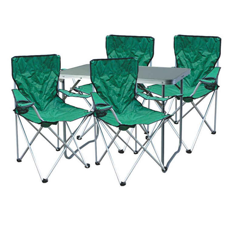 Mojawo Essgruppe 5-teiliges Campingmöbel Set Grün 4x stuhl inkl. Tasche + 1x Tisch