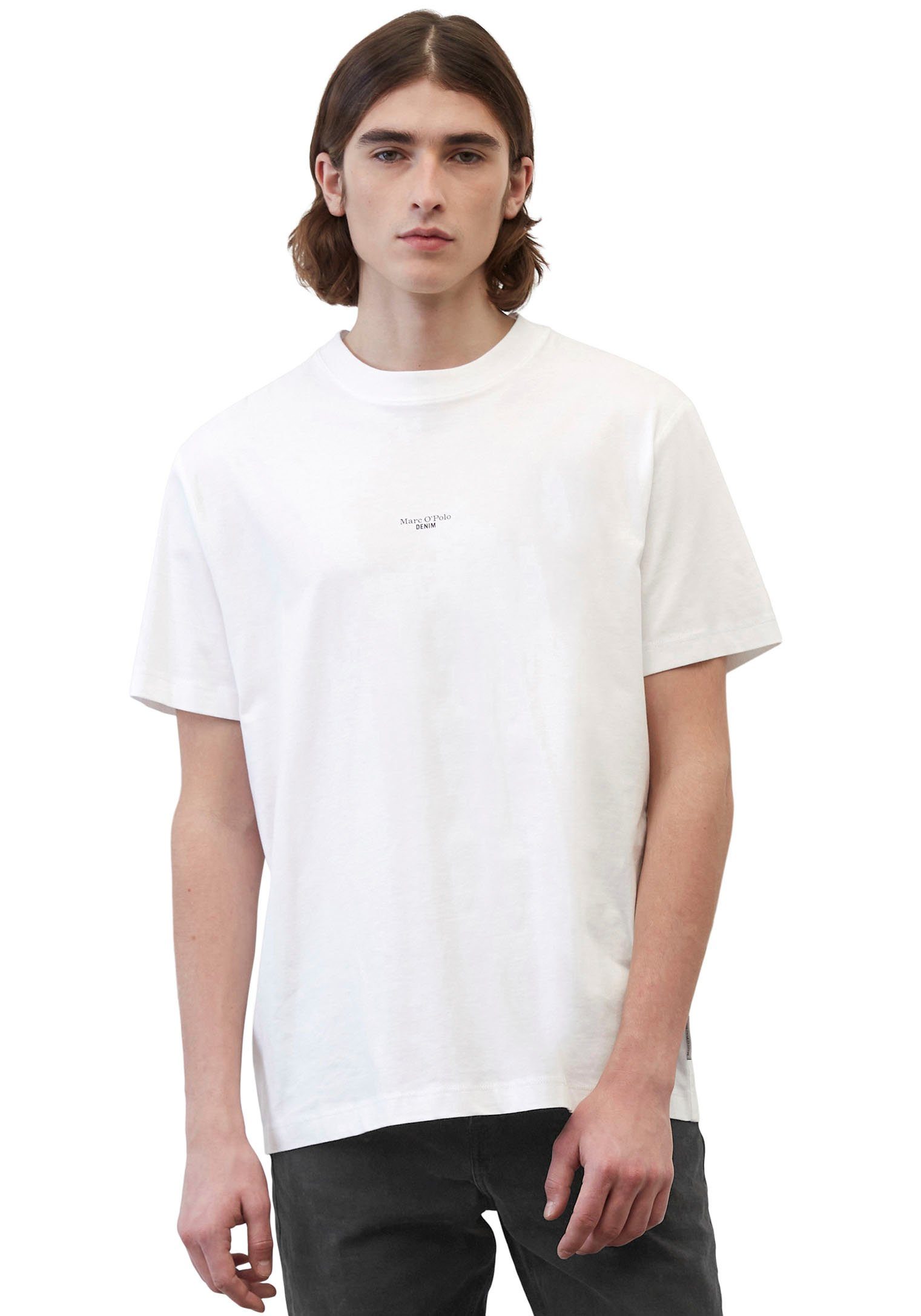 Marc O'Polo DENIM T-Shirt mit Labeling vorne mittig weiß