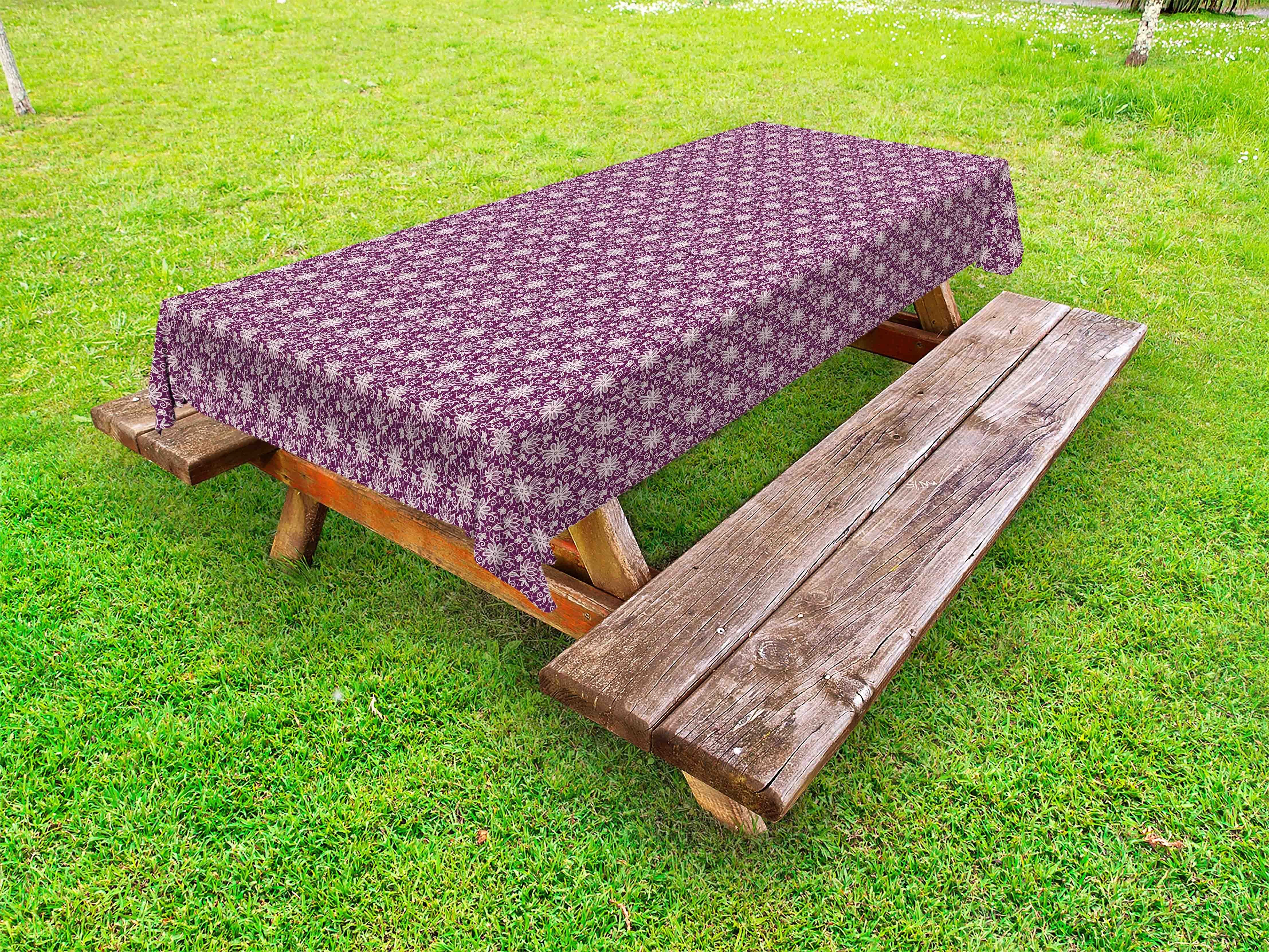 Abakuhaus Tischdecke dekorative waschbare Picknick-Tischdecke, Blumen Lace wie Blumenelemente