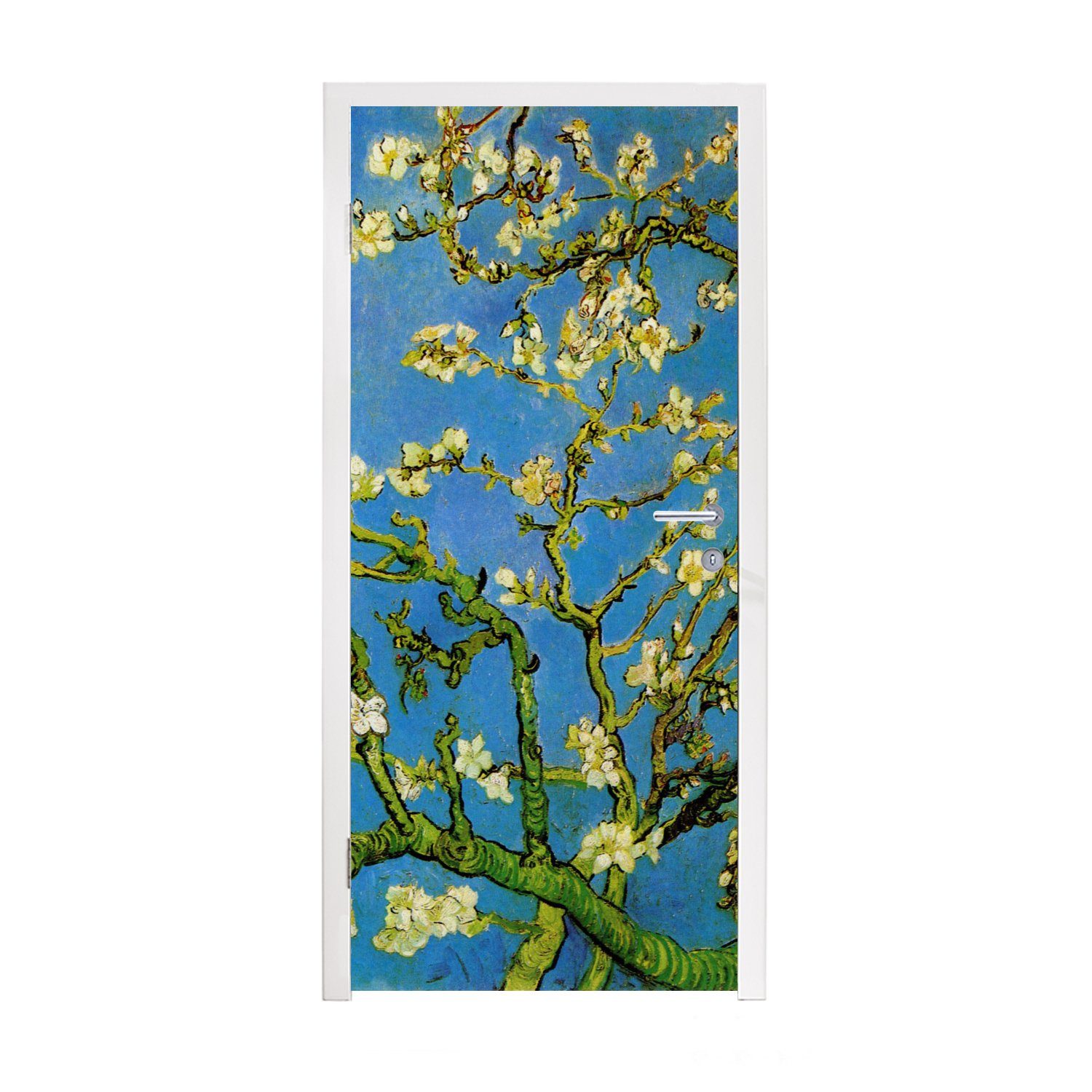 Türaufkleber, van 75x205 Mandelblüte MuchoWow Türtapete (1 Tür, cm Gogh, St), bedruckt, für Matt, Vincent Fototapete -