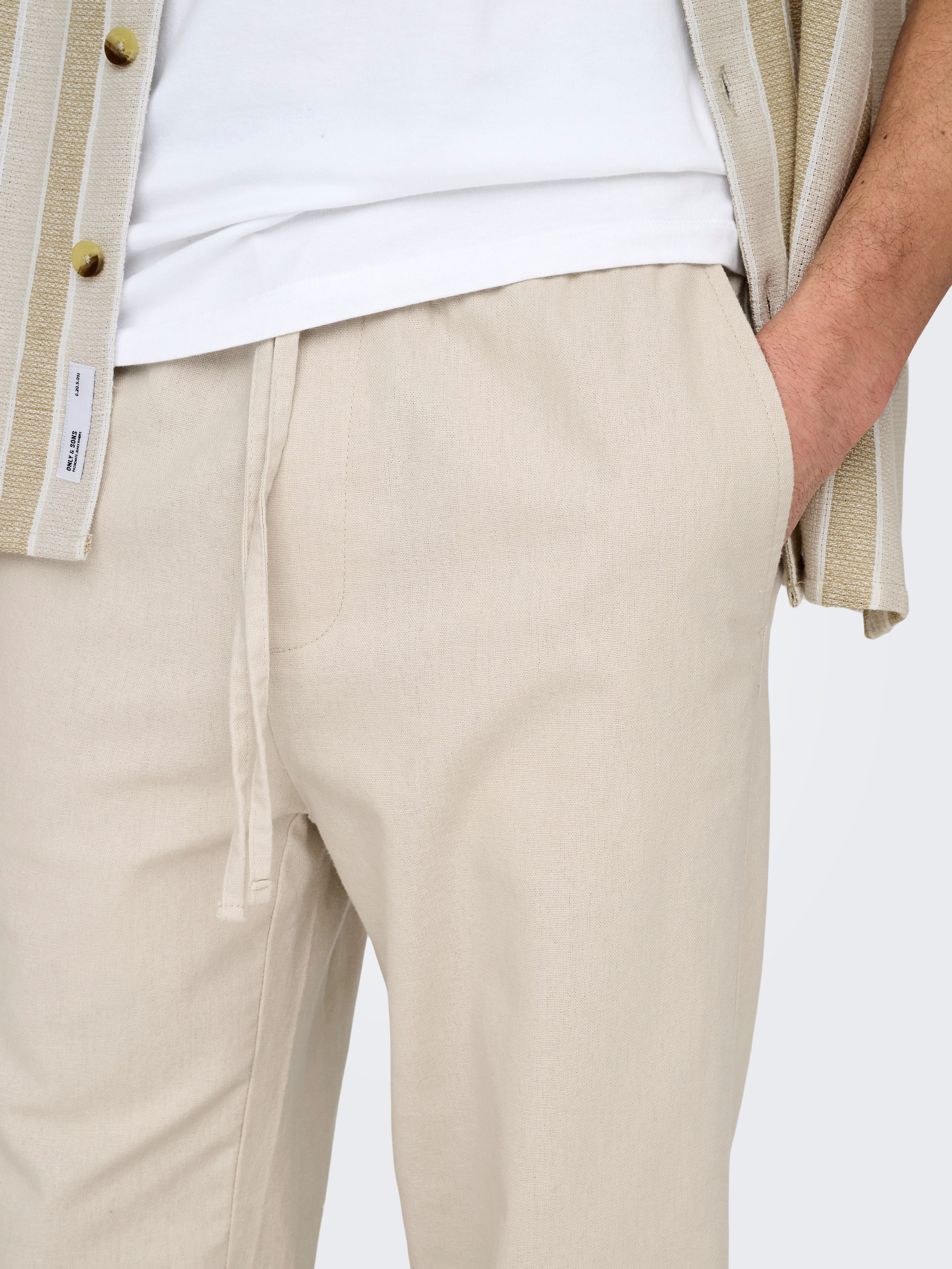 ONLY & SONS Schlupfhose ONSSINUS LOOSE 0007 COT LIN PANT NOOS Baumwolle mit Leinen, locker geschnitten