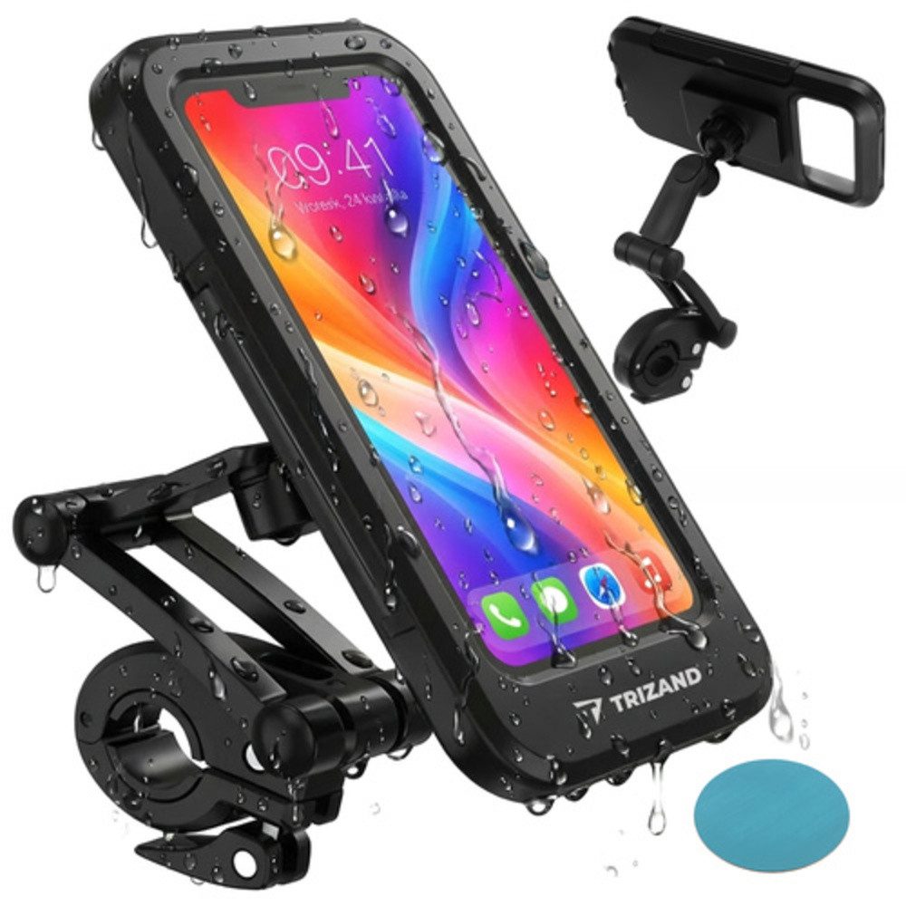 Trizand Handy-Halterung Fahrrad-Handyhalter Rollerhalterung, (bis 6,9 Zoll, Spar-Set, 1-tlg., wetterfest, perfekt an jeden Standard-Lenker mit 22-28 mm)