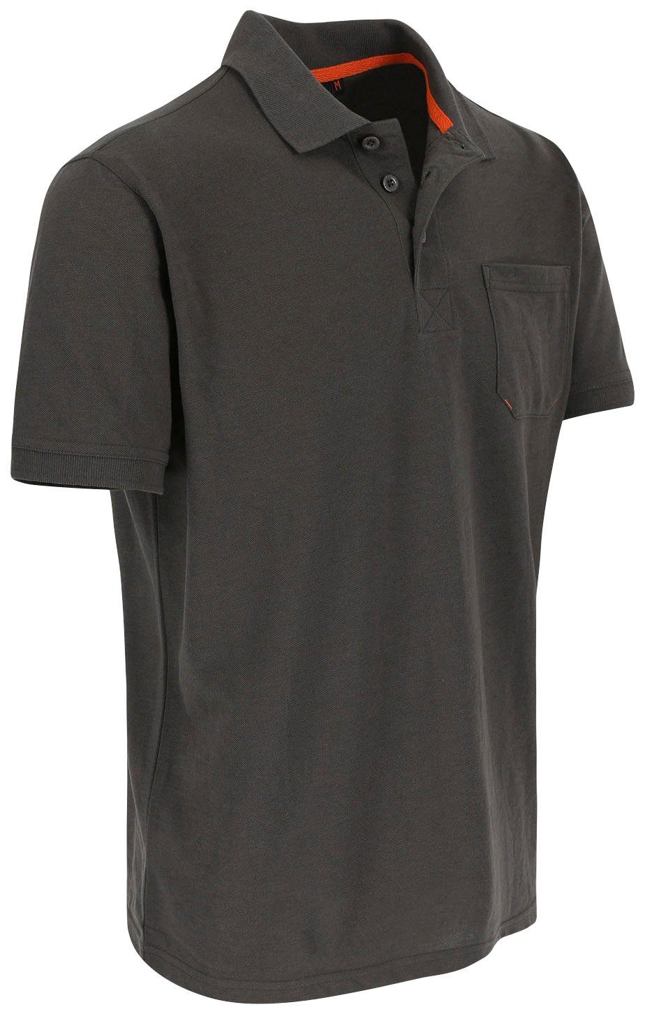 Rippstrick-Kragen Polohemd 1 verschiedene und Farben grau Leo Herock Brusttasche, Kurzärmlig Bündchen, Poloshirt