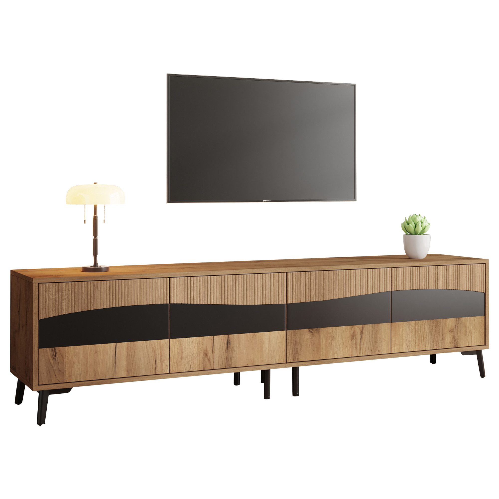 Merax Lowboard mit Holzmaserung-Oberfläche (1 St), TV Schrank mit 4 Schränk günstig online kaufen