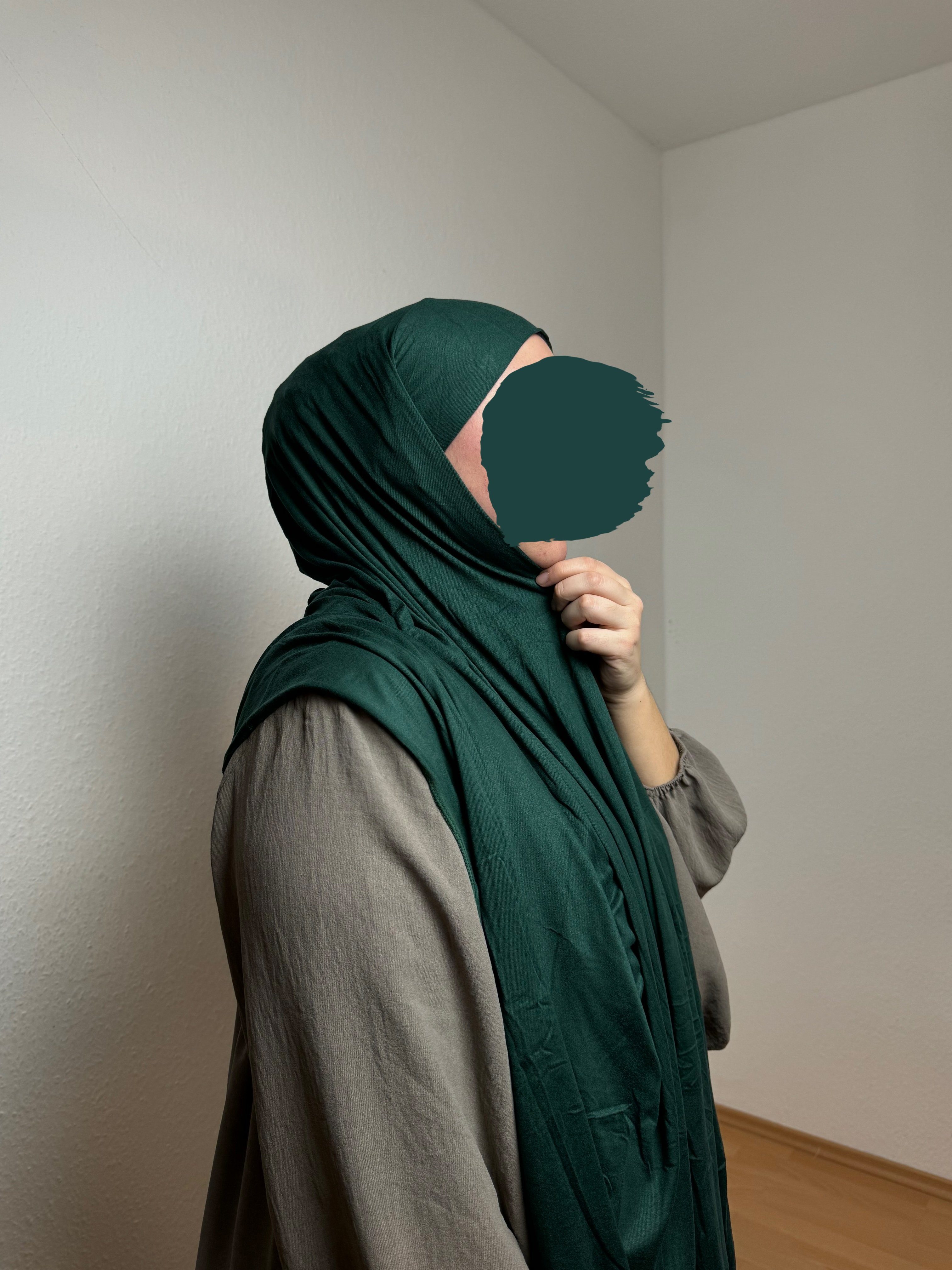 HIJABIFY Hijab Easy Hijab mit integrierter unter Tuch (antirutsch) Jersey-Stoff 2 in 1 Hijab/ Hidschab/ Kopftuch Smaragd Grün