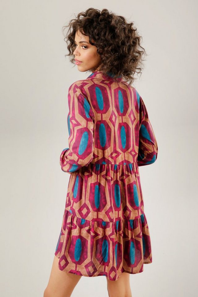 Aniston CASUAL Hemdbluse mit Batikdruck im Retro-Stil