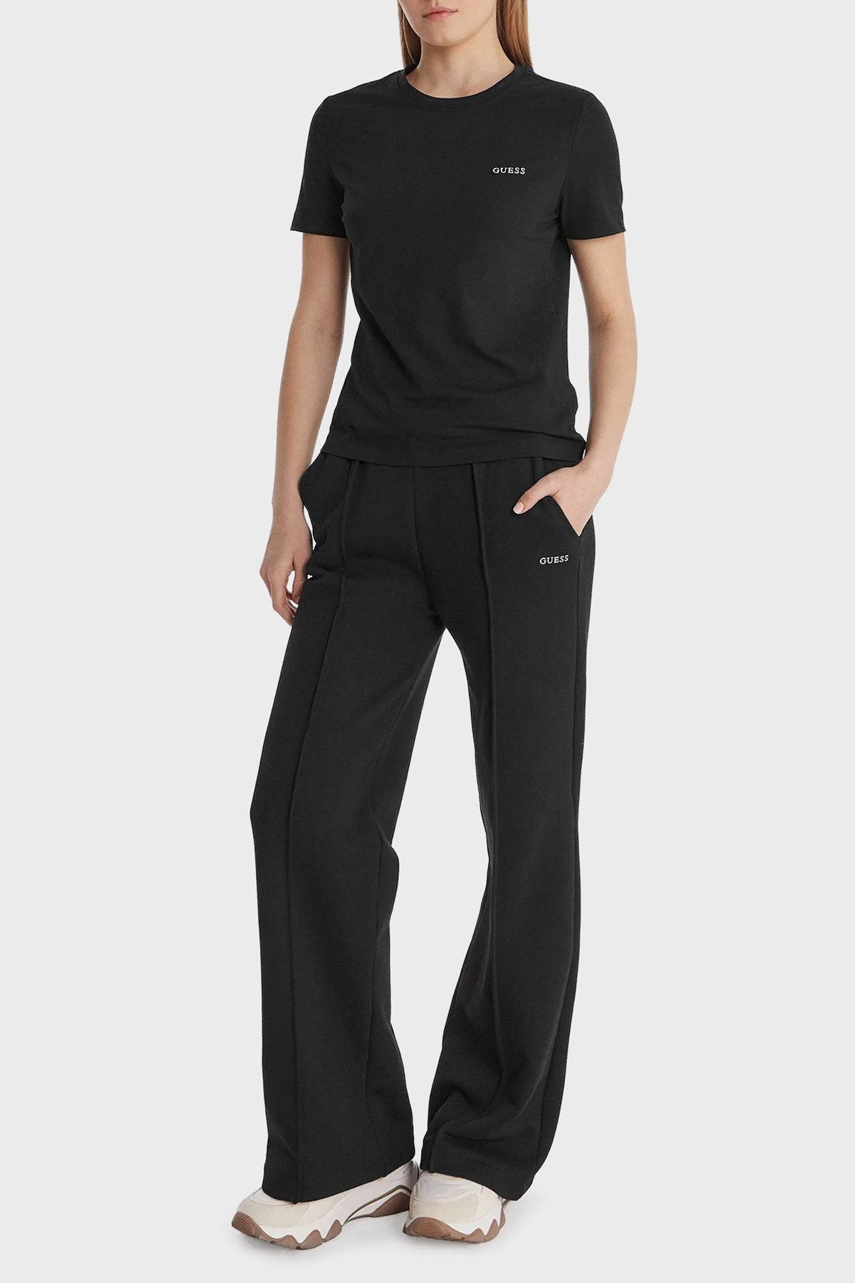 Guess Kurzarmshirt TRACEY CN SS - T-Shirt Damen - Baumwollshirt - Stretch Shirt mit Logo