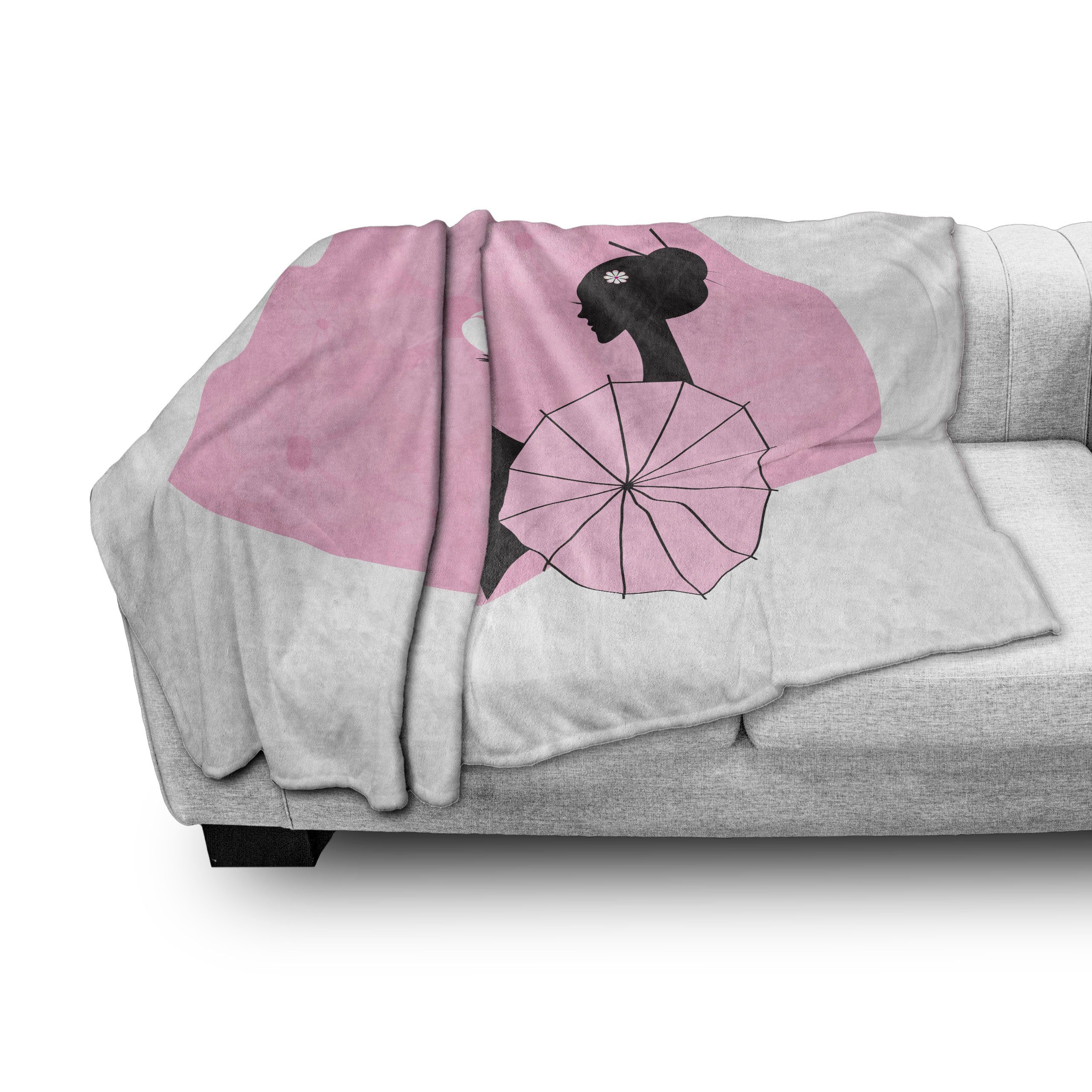 Wohndecke Gemütlicher Plüsch für und Regenschirm-Mädchen Frau den Portrait Außenbereich, Abakuhaus, Side Innen