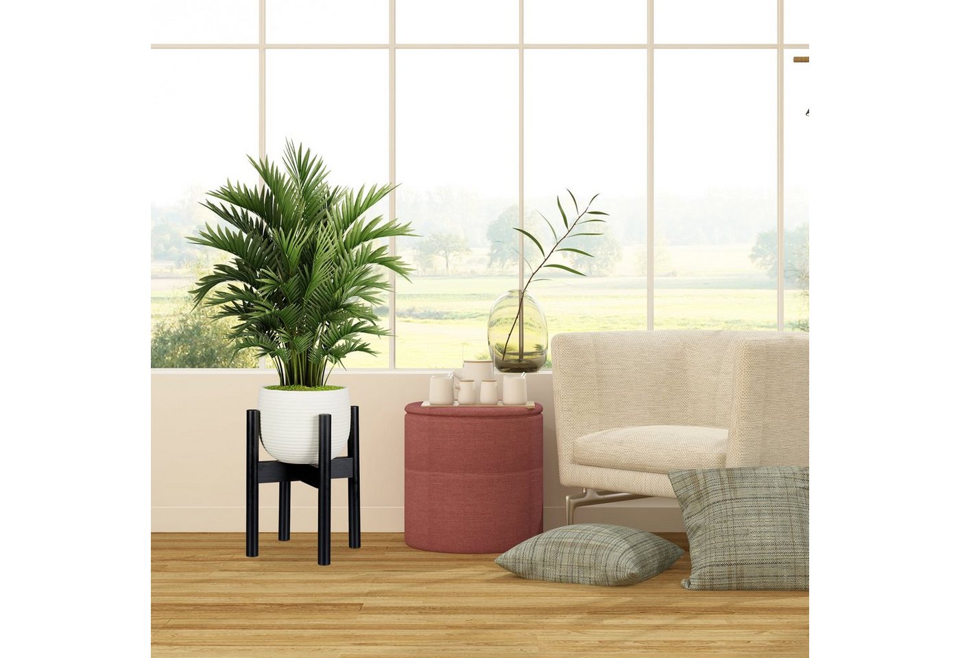 Thumbnail - relaxdays Blumenständer Bambus verstellbar schwarz