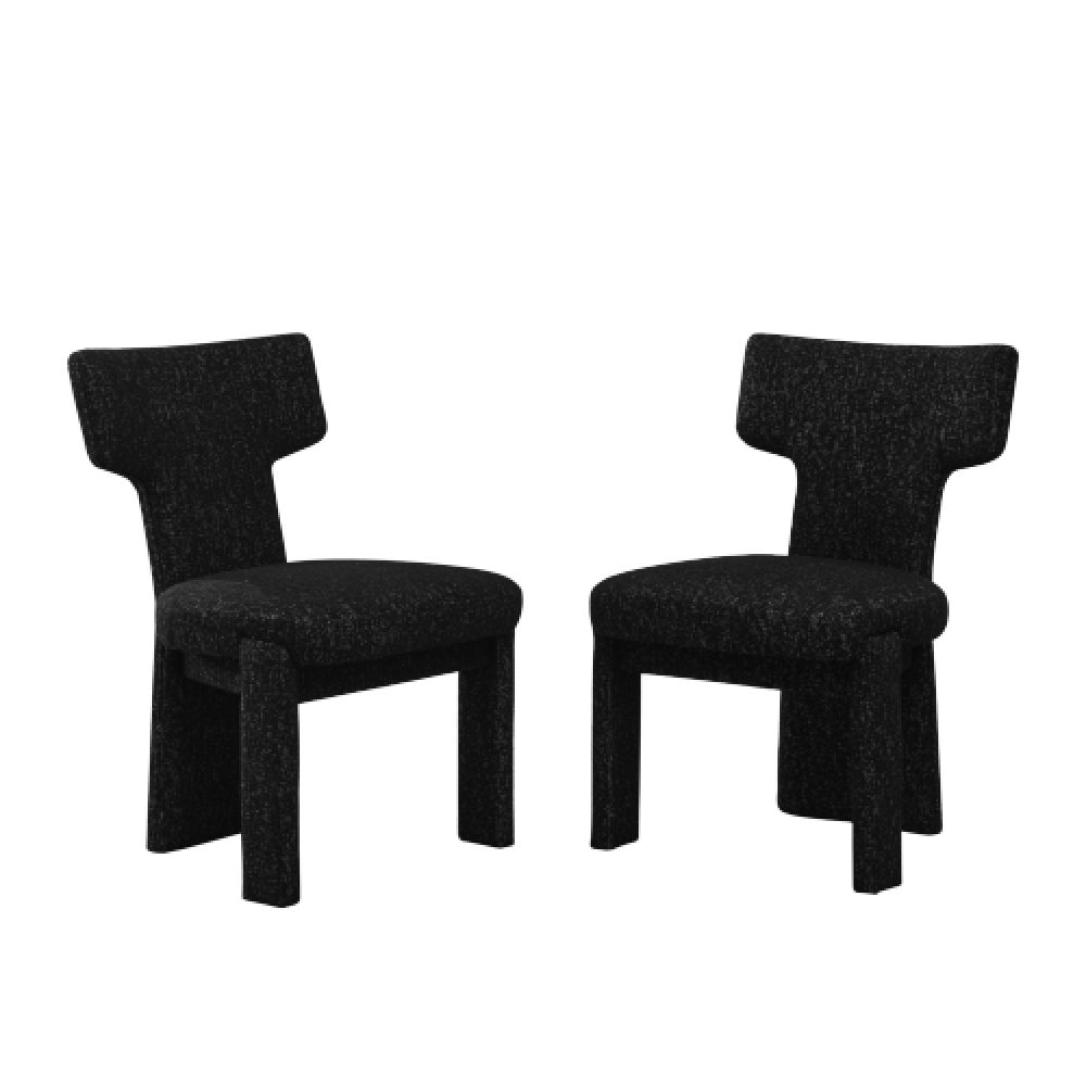 BBWL Polsterstuhl Set 2 Stück Armlehnefreie Akzentsessel mit gebogener Rückenlehne, Moderner Chenille-Polstersessel für Wohnzimmer, Esszimmer, Café – Bild 2 von 5