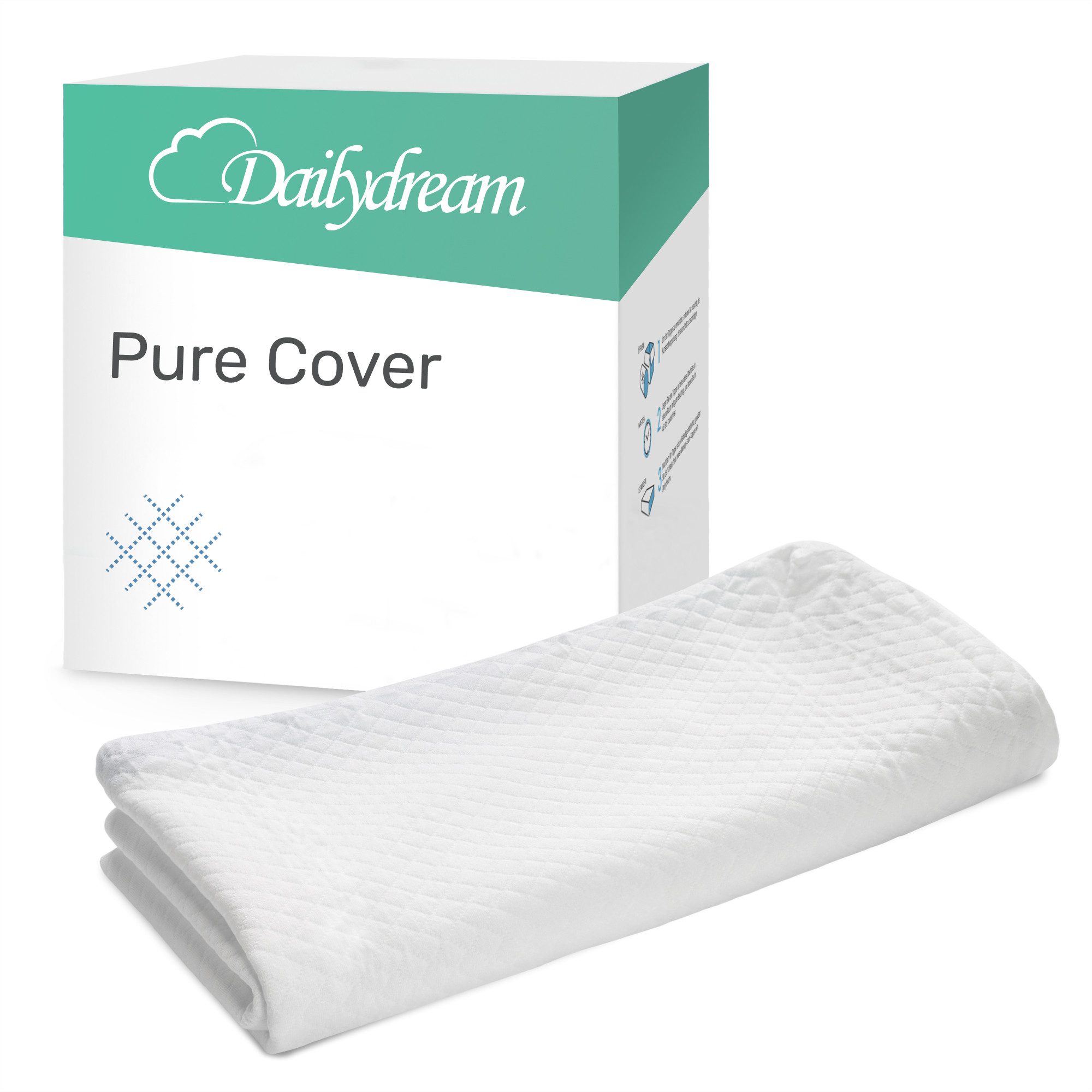 Dailydream, Topper Ersatzbezug Matratzentopper Pure, 3-seitiger Reisverschluss, allergiker geeignet, waschbar