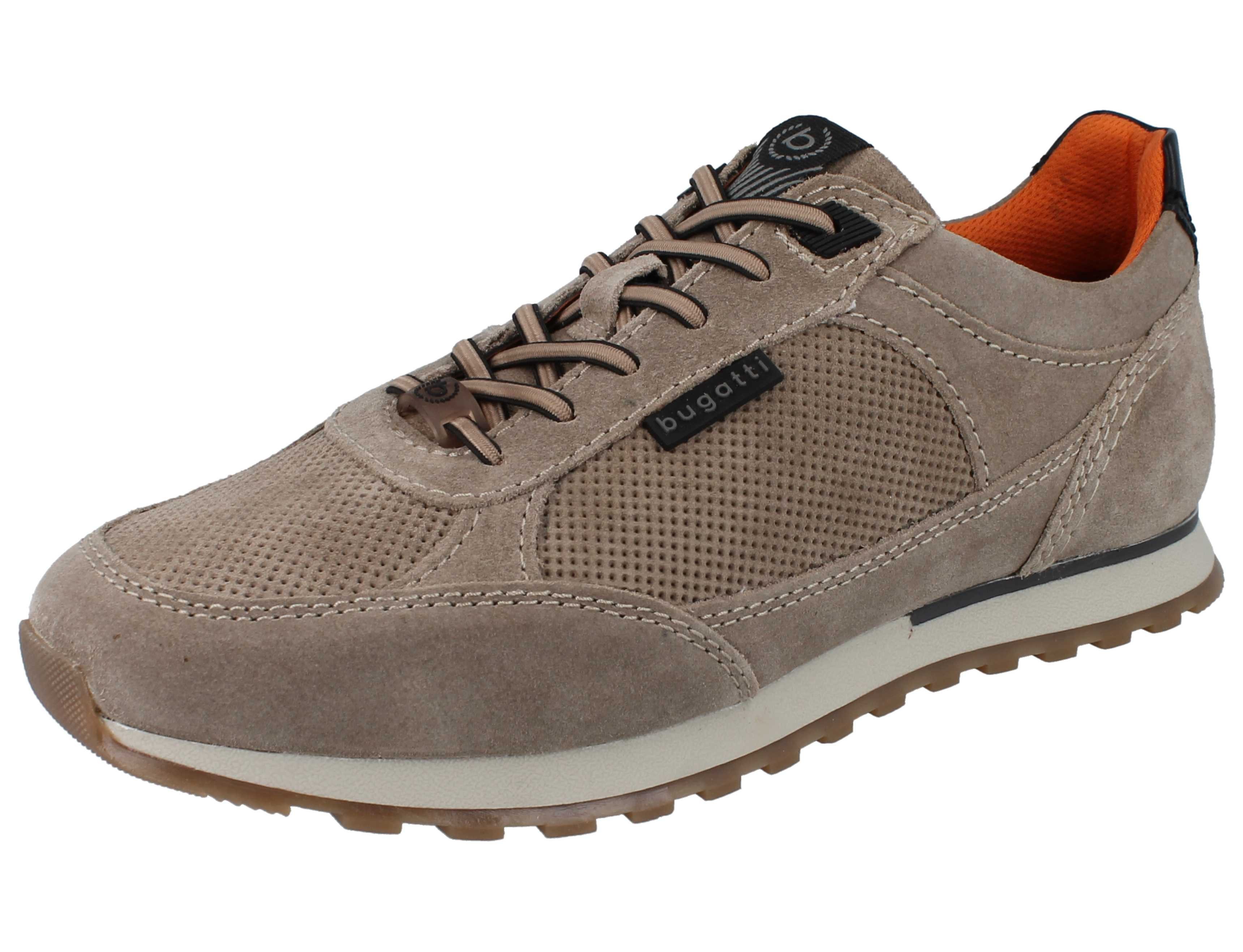 BUGATTI Herren Sneaker beige Veloursleder - Größe: 44 Schnürschuh