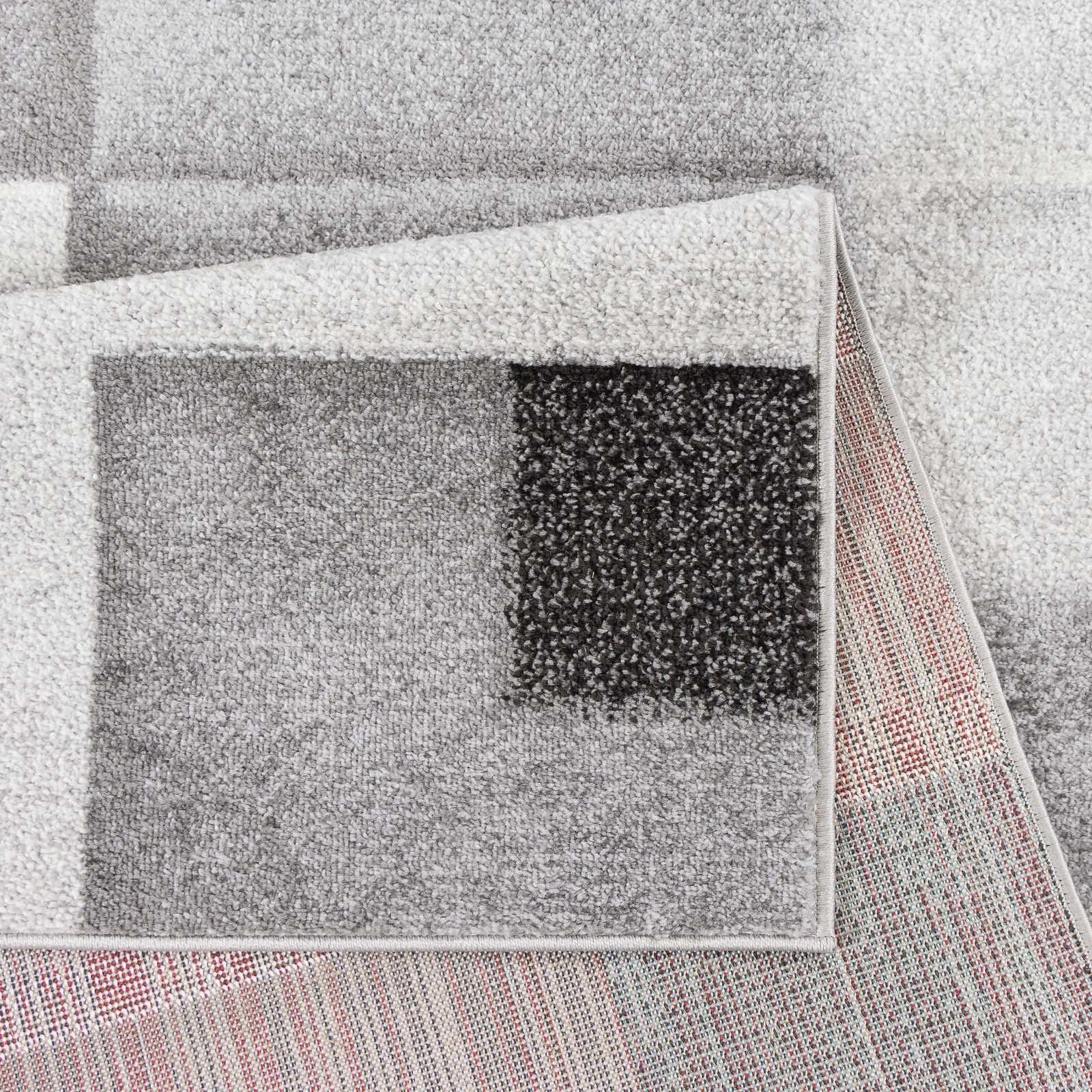 TaraCarpet Teppich Moderner Designerteppich TC-Fashion 6114 Karos in grau, beige und blau, rechteckig, Höhe: 12 mm, Kurzflor Karos blau grau Wohnzimmer Schlafzimmer Kinderzimmer 080x140