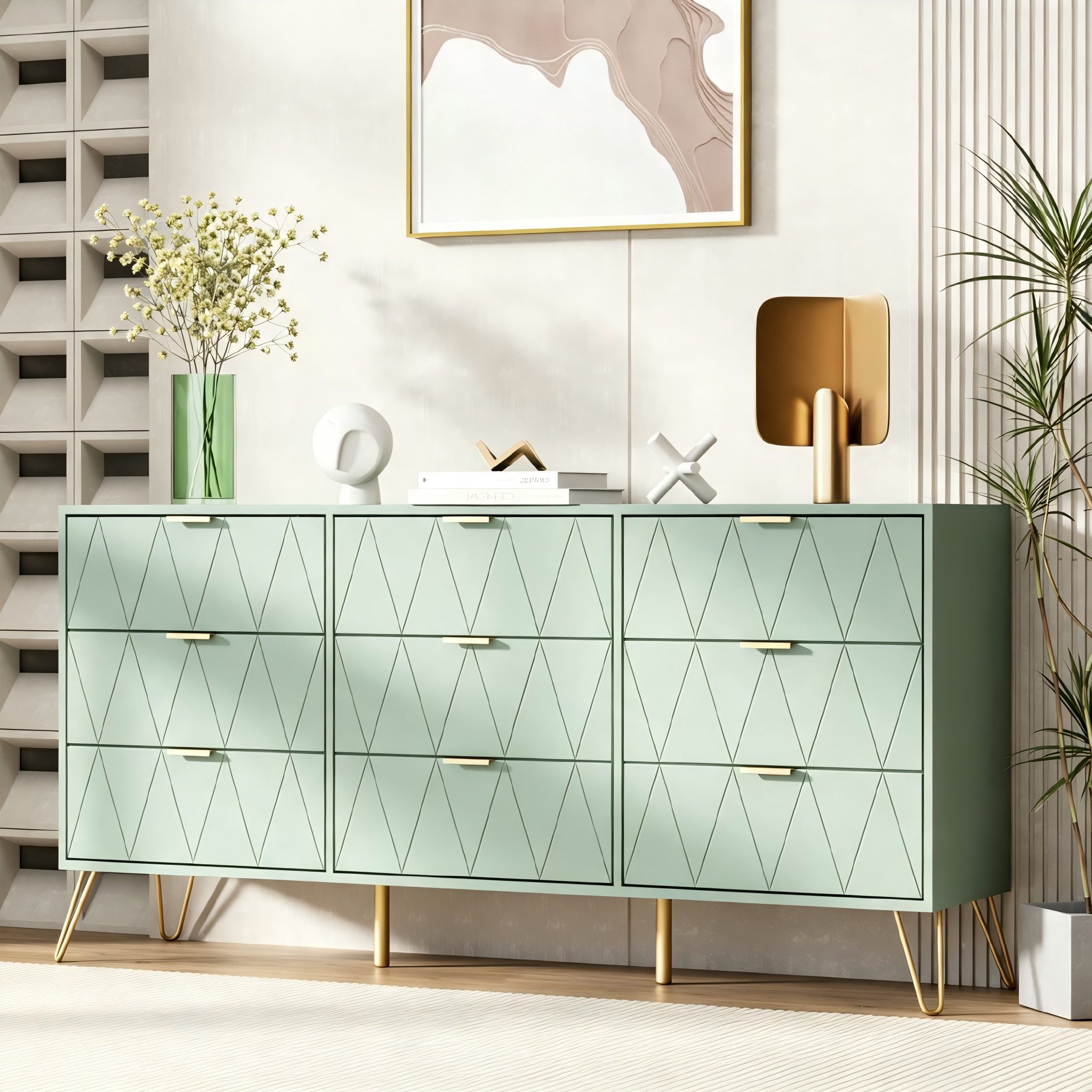 UEV Kommode modern Sideboard schmal Mehrzweckschrank für Kleidung Dokumente (Packung)