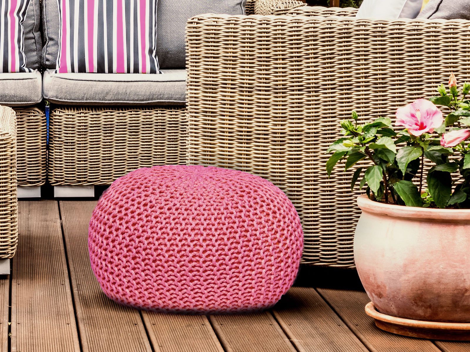 Amagohome Gartenlounge-Hocker Pouf Outdoor ø 55 günstig online kaufen