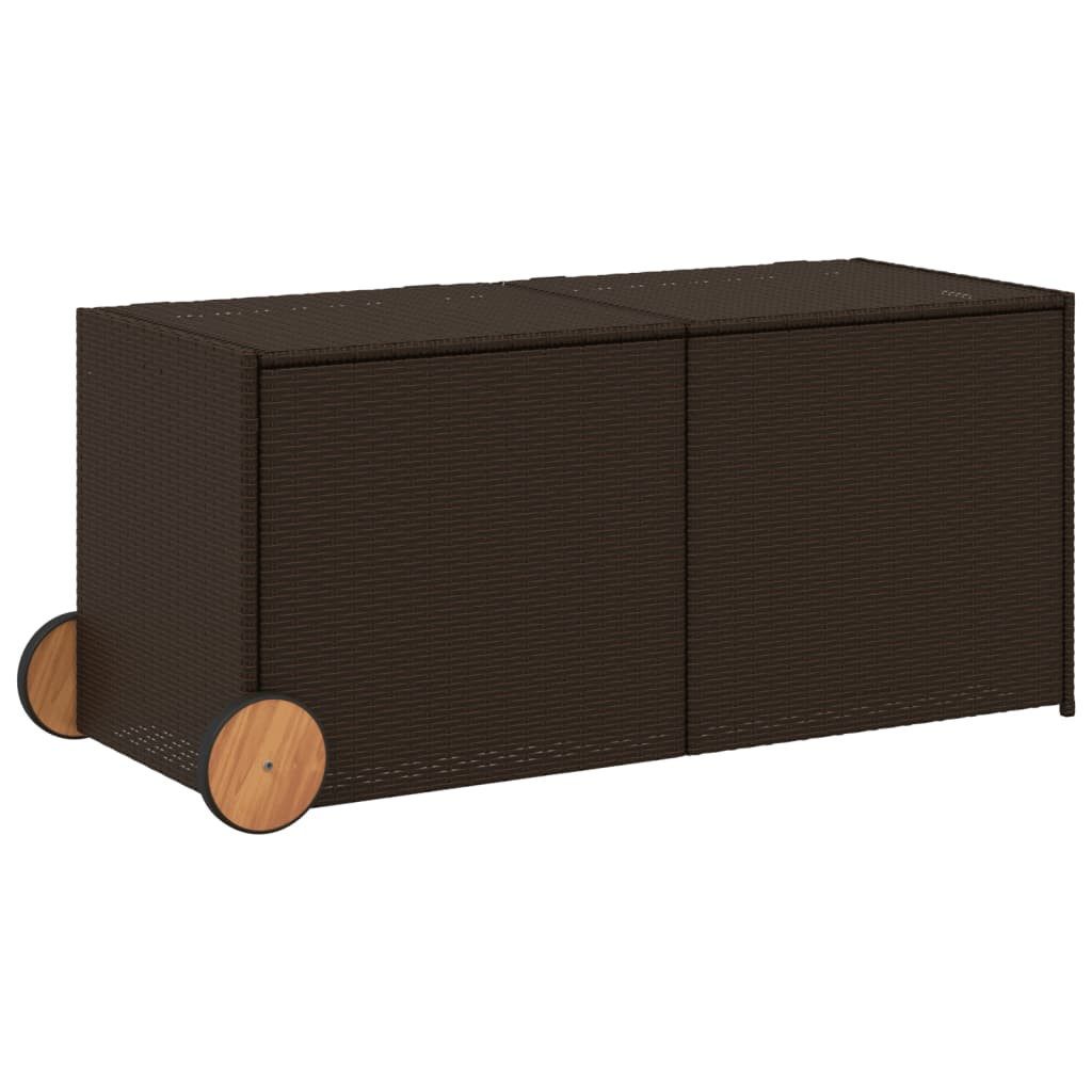 furnicato Gartenbox Gartentruhe mit Rollen Braun 283L Poly Rattan (1 St)