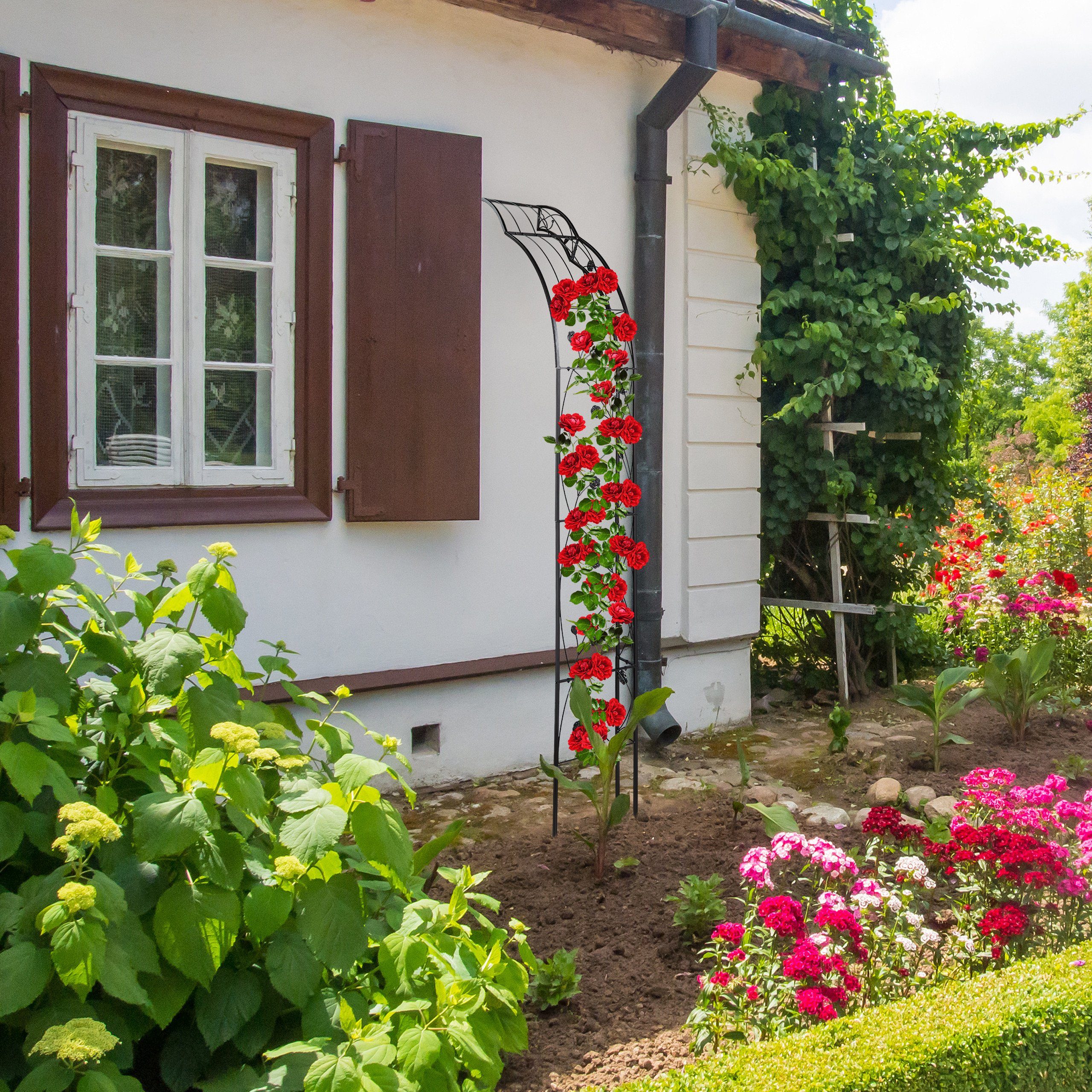 relaxdays Rosenbogen Halbrunder Rosenbogen zur Wandmontage, 4 St. – Bild 2 von 5