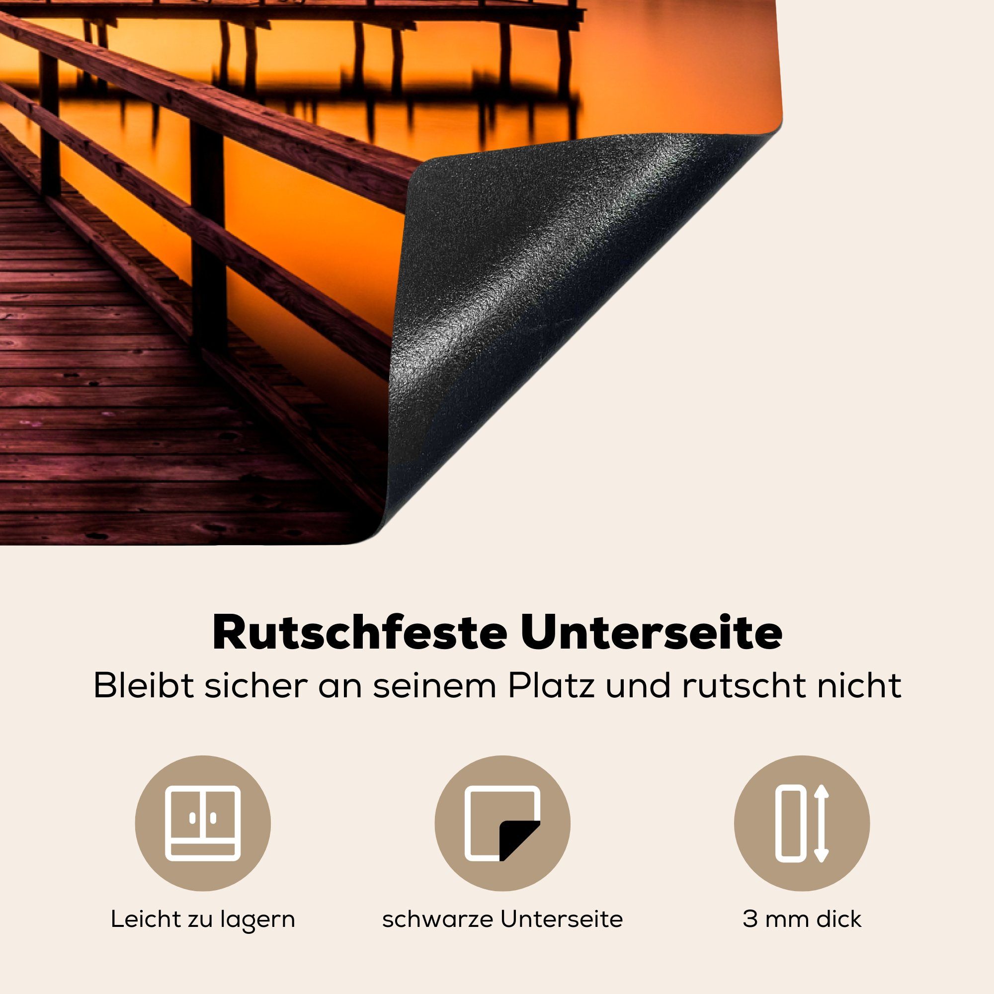 81x52 Steg Gold, tlg), - MuchoWow Induktionskochfeld Herdblende-/Abdeckplatte cm, Ceranfeldabdeckung für Vinyl, Sonnenuntergang - Schutz (1 die küche,