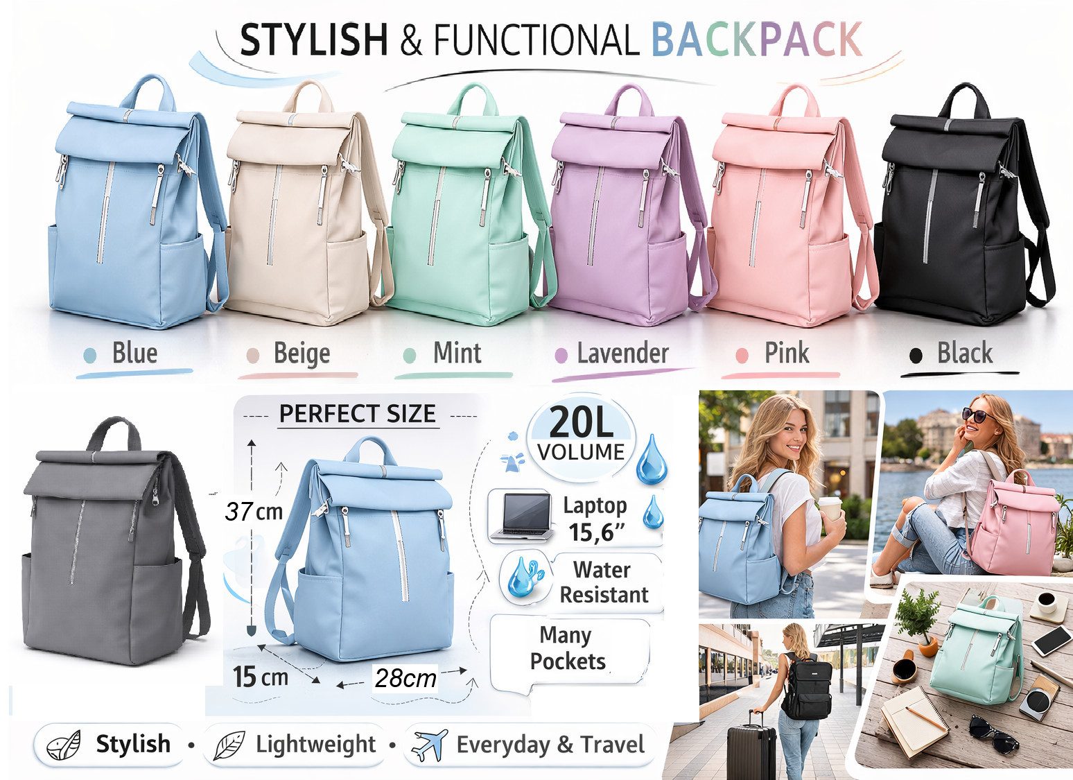 Antonio Cityrucksack Antonio Urban Line Rucksack extra leicht 600 g modischer