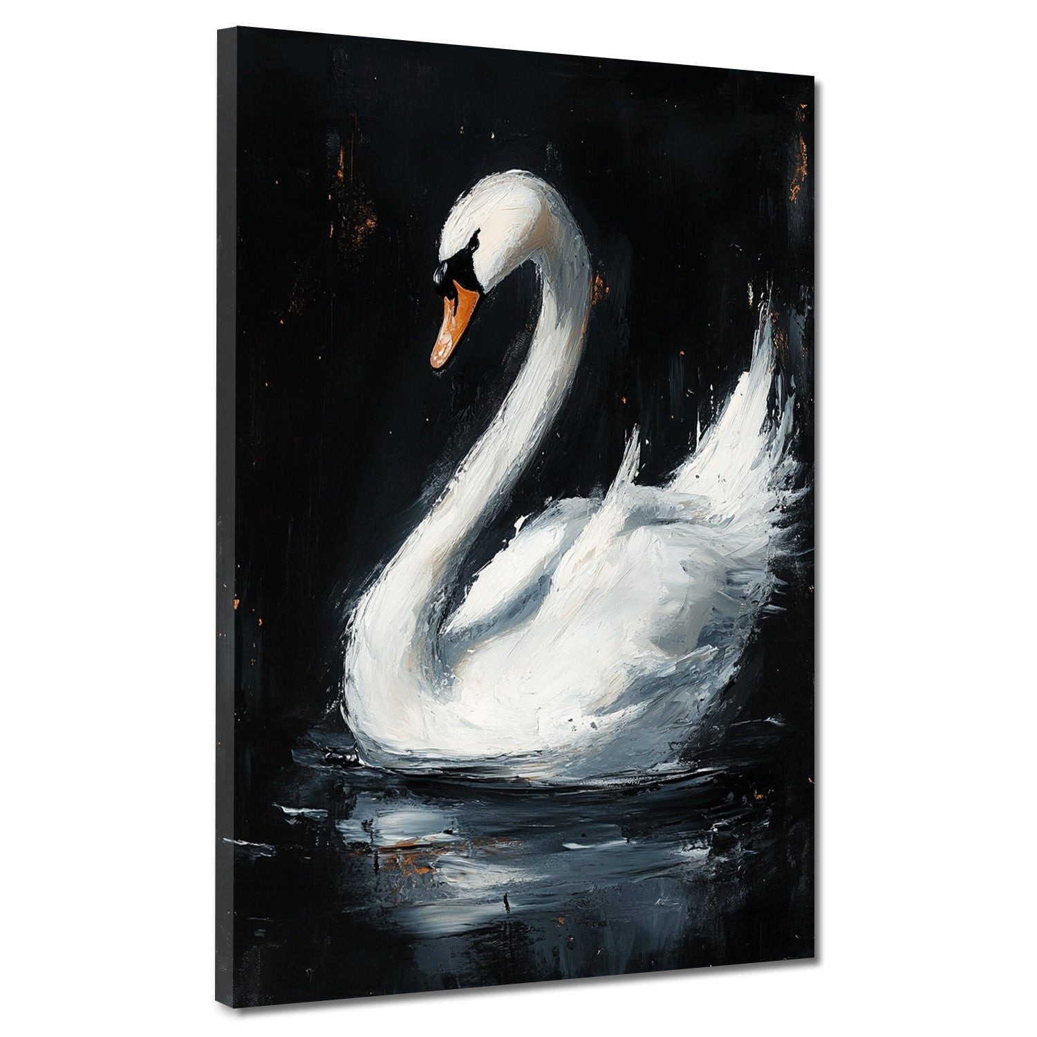 Artedinoi Leinwandbild Eleganter Schwan im Wasser abstrakt modern Leinwandbild Wandbild XL Wa, Schwan im Wasser, abstrakt