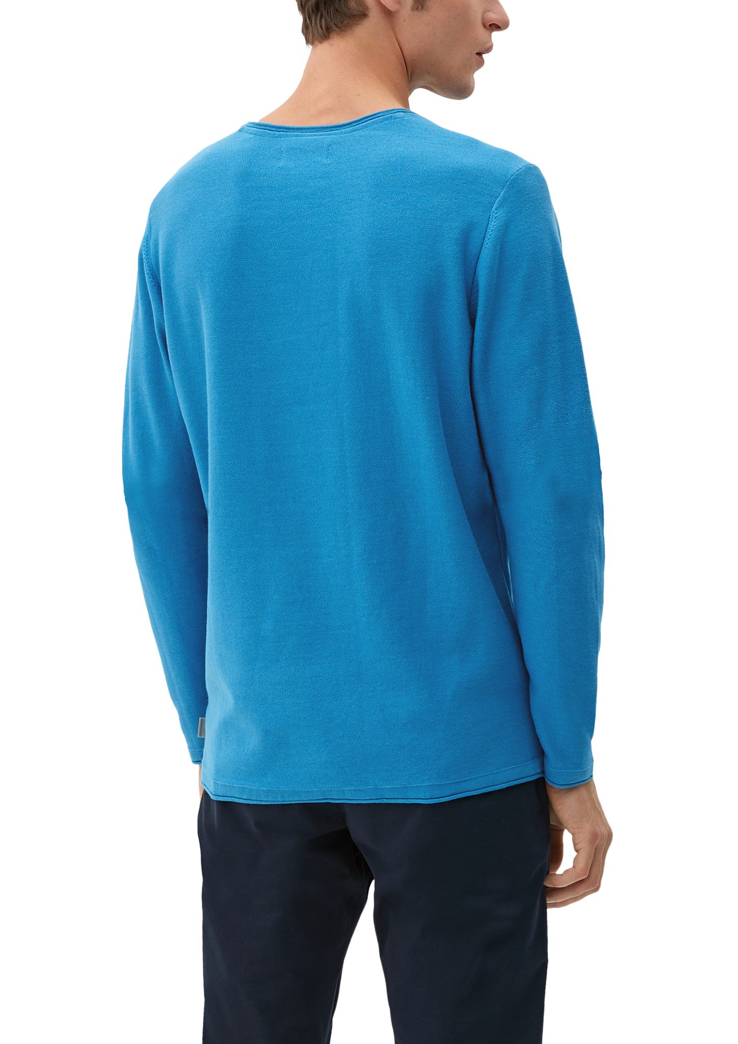 s.Oliver Strickpullover Pullover mit Rollsaumblende Logo türkisblau