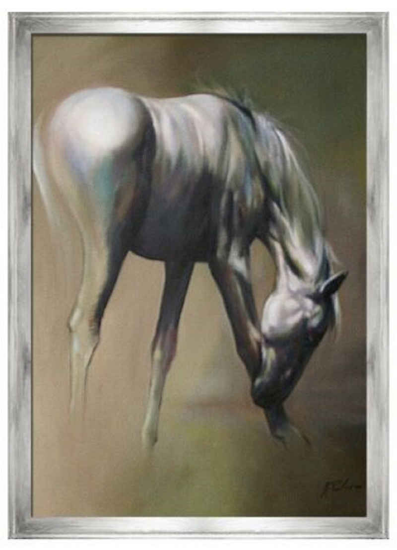 JVmoebel Ölbild Gemälde Ölbild Ölbilder Weißes Pferd Bilder Pferde Ölgemälde G94768, Pferd