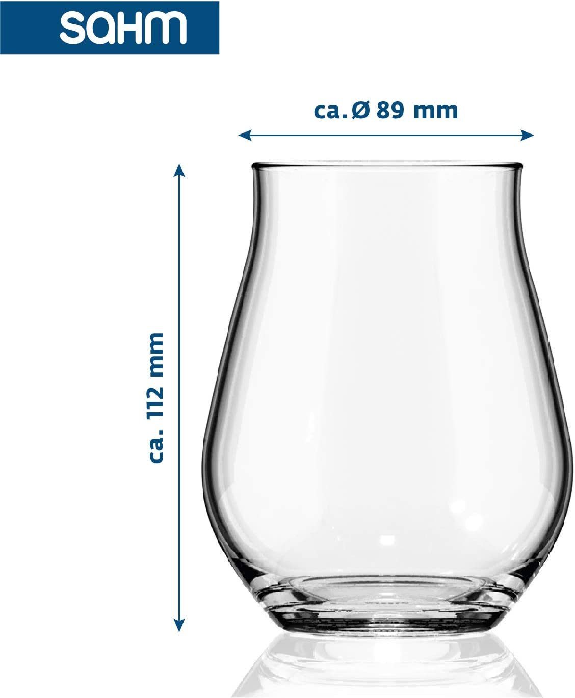 SAHM Gläser-Set Sensorik Wassergläser Set 6 teilig 420ml - Wasserglas, Sensorik Glas, 100% recyclebar