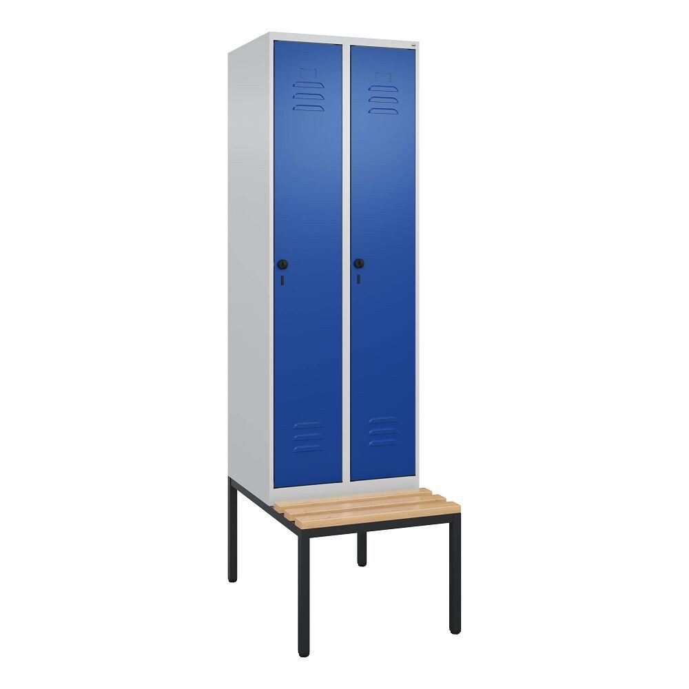C+P Garderobenschrank Garderobenschrank Classic Plus, Abteilbreite 30 cm, mit Sitzbank Raumgewinn durch Korpushöhe 1700 mm