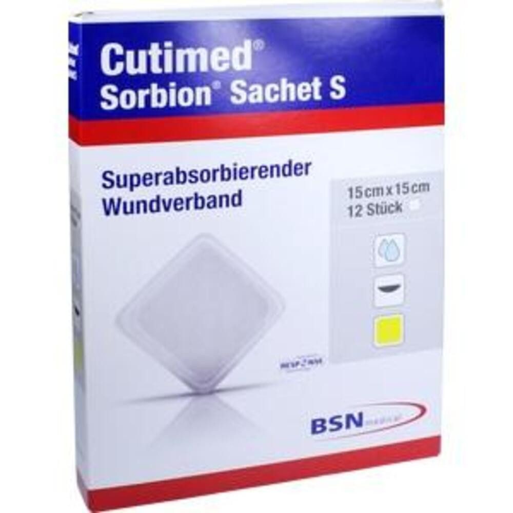 BSN medical GmbH Wundpflaster CUTIMED Sorbion Sachet S Wundauflage 15x15 cm (Spar Set, 12 St., Einfache Anwendung Wundauflage), Schutz vor Wundinfektionen Feuchtes Wundmilieu