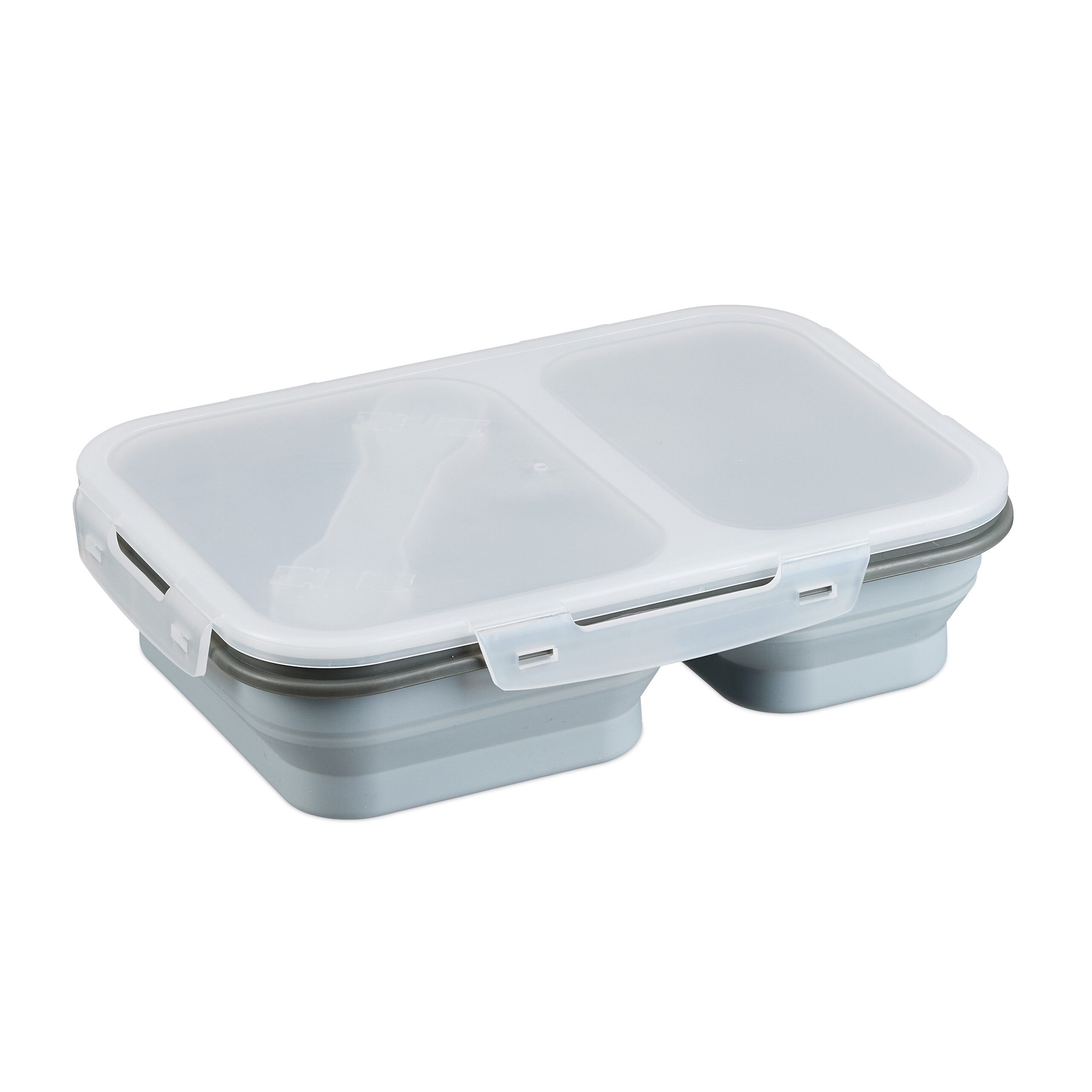 relaxdays Lunchbox Faltbare Lunchbox mit 2 Fächern, Silikon