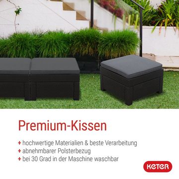 Keter Gartenlounge-Hocker Provence Hocker anthrazit mit Kissen grau, wetterfest, Rattanoptik