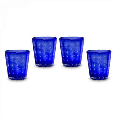 mitienda Glas Стекло 4er Set blau mit Punkten