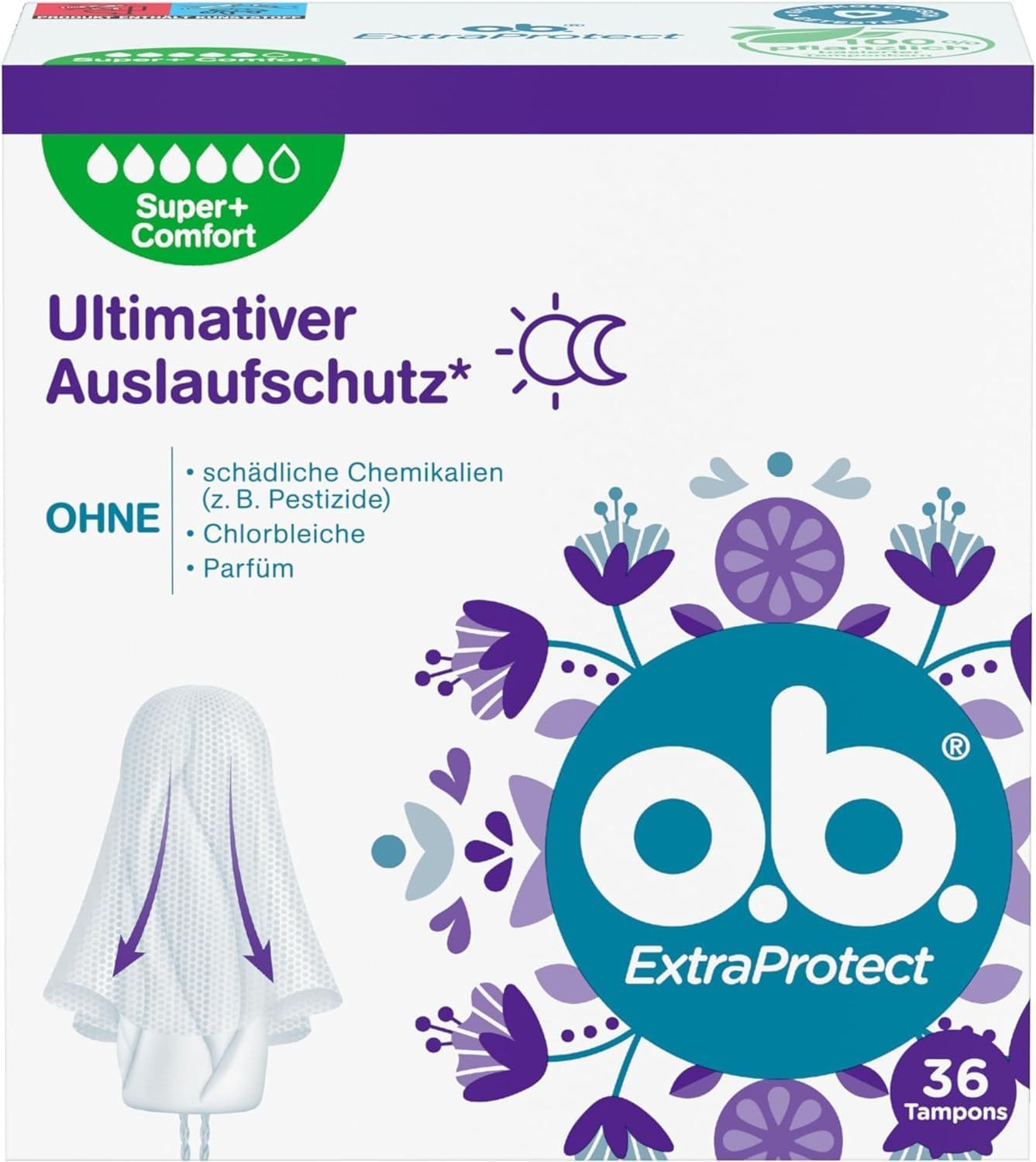 o.b. Intimpflege ExtraProtect Super + Comfort 36 Stück, 36-tlg., bis zu 100 Prozent Auslaufschutz während der Periode