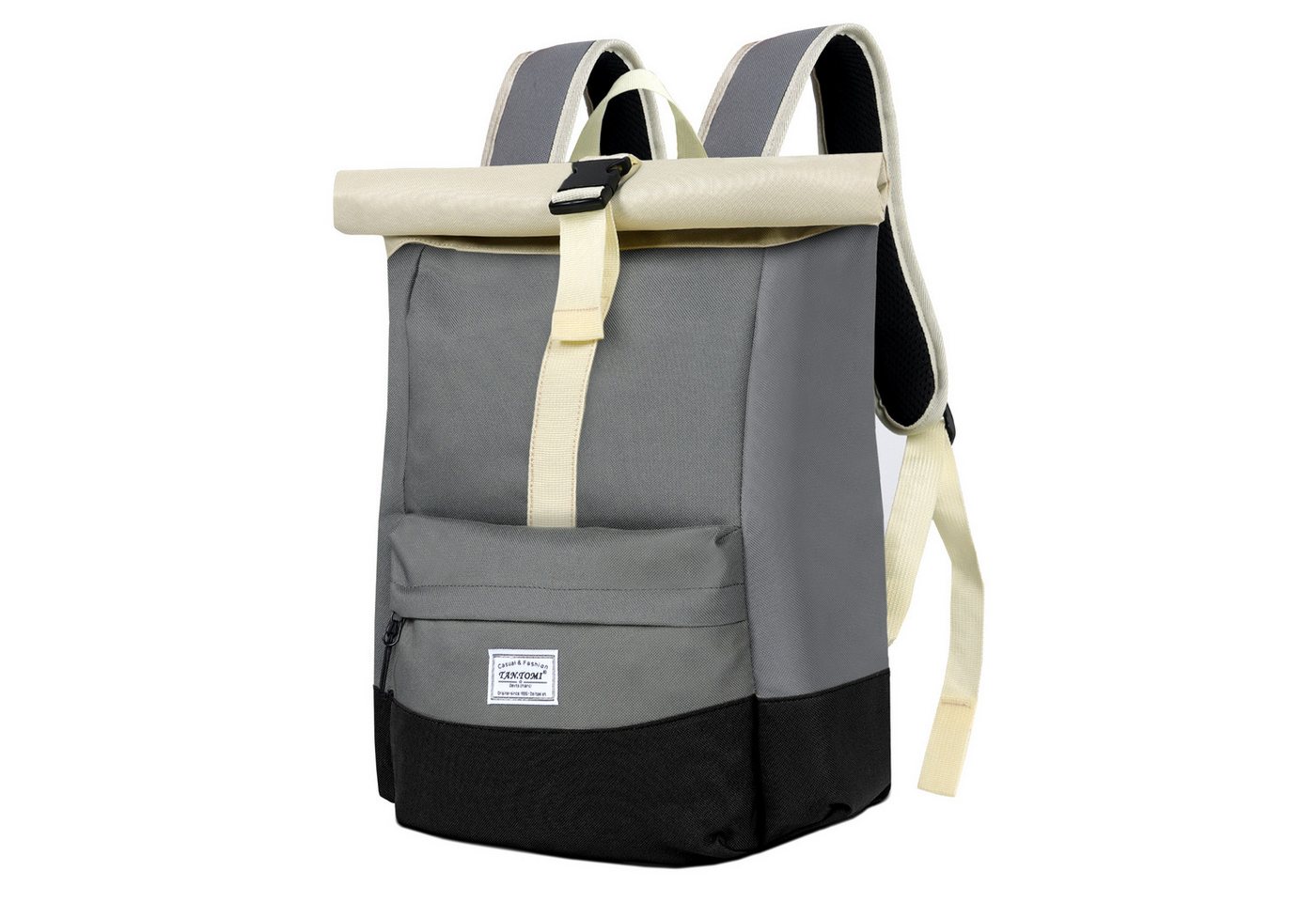 TAN.TOMI Cityrucksack Rolltop Rucksack Damen Herren Tagesrucksack mit Laptopfach, Modern Rolltop Rucksack Daypack, Wasserabweisend